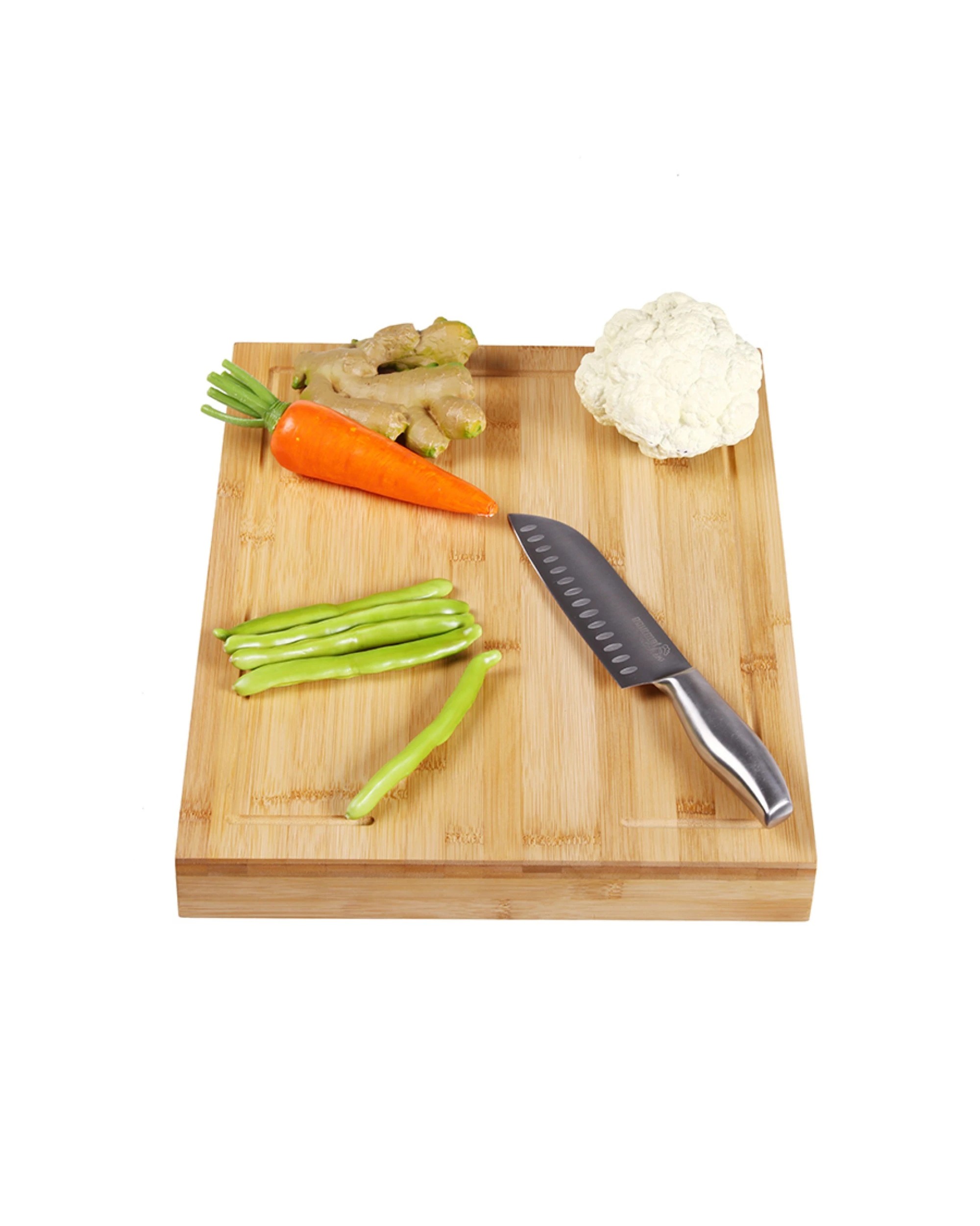 3 Gourmet Kitchen Bamboo Cutting Board with Counter Edge 45x35x5cm - Natural Brown, 3 of 4