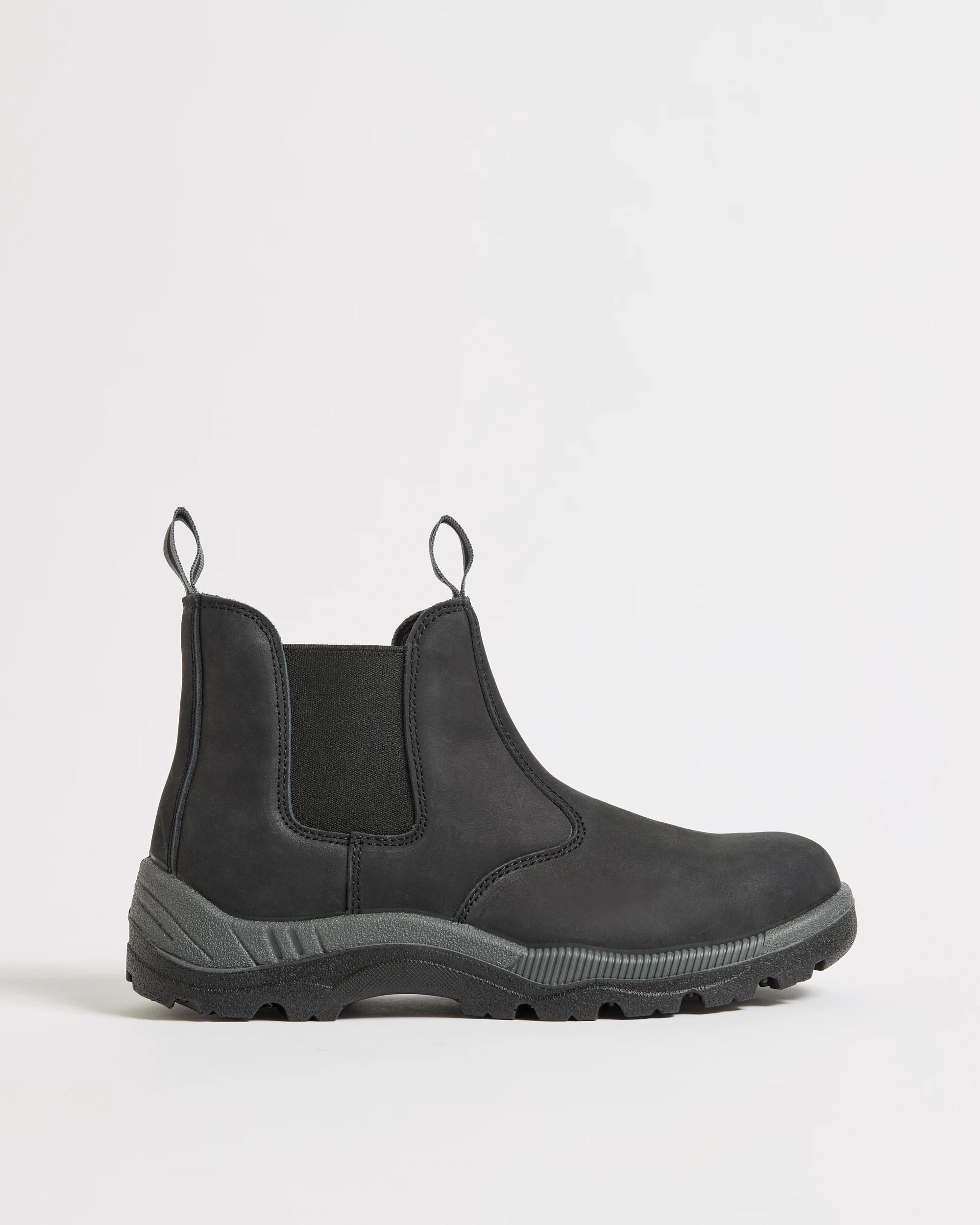 1 Graphite Genuine Leather Slip-On Safety Work Boots BLACK, 1 of 4