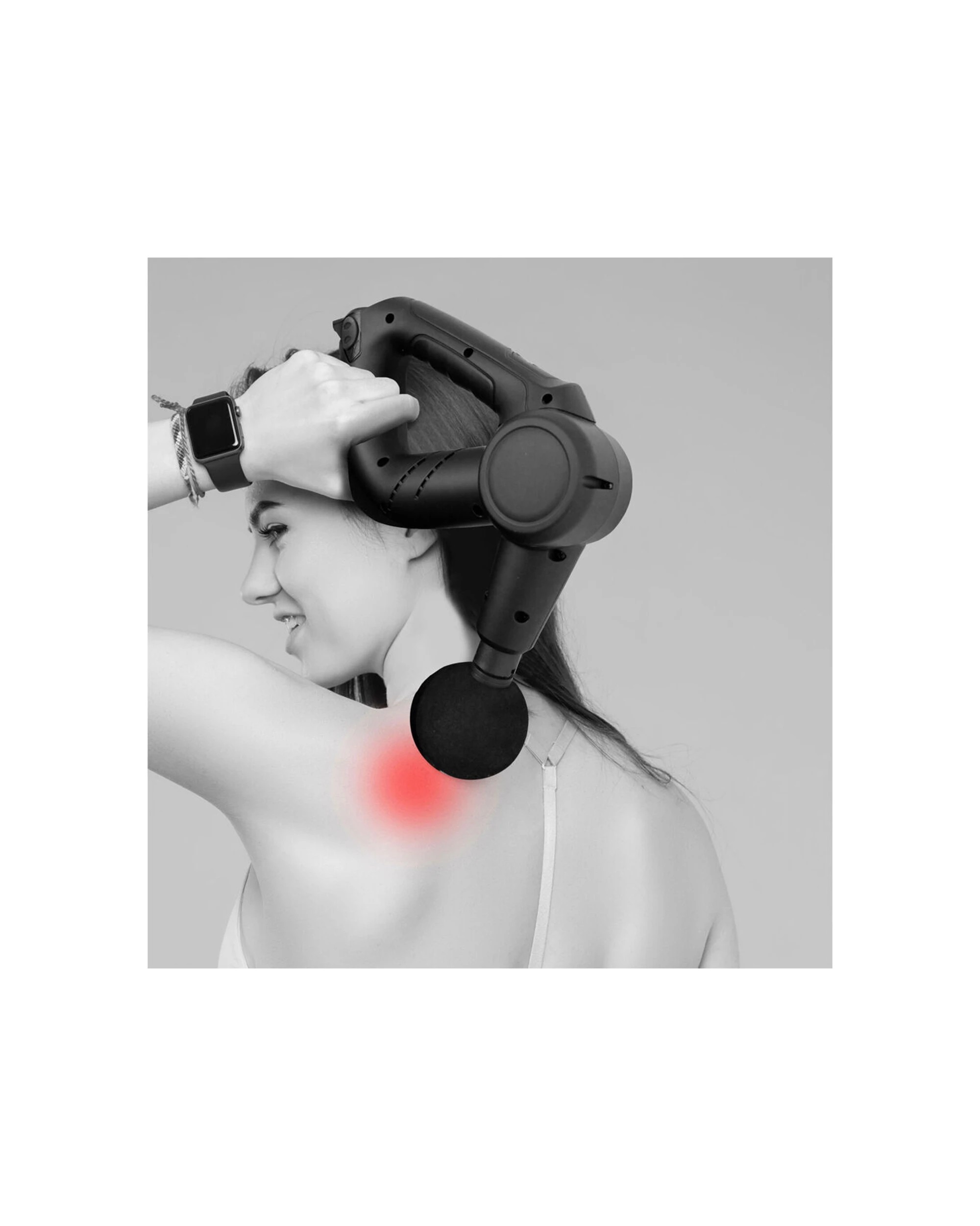 2 FITSMART 3 Level Vibration Therapy Massage Gun With 5 Interchangeable Heads - Black, 2 of 9