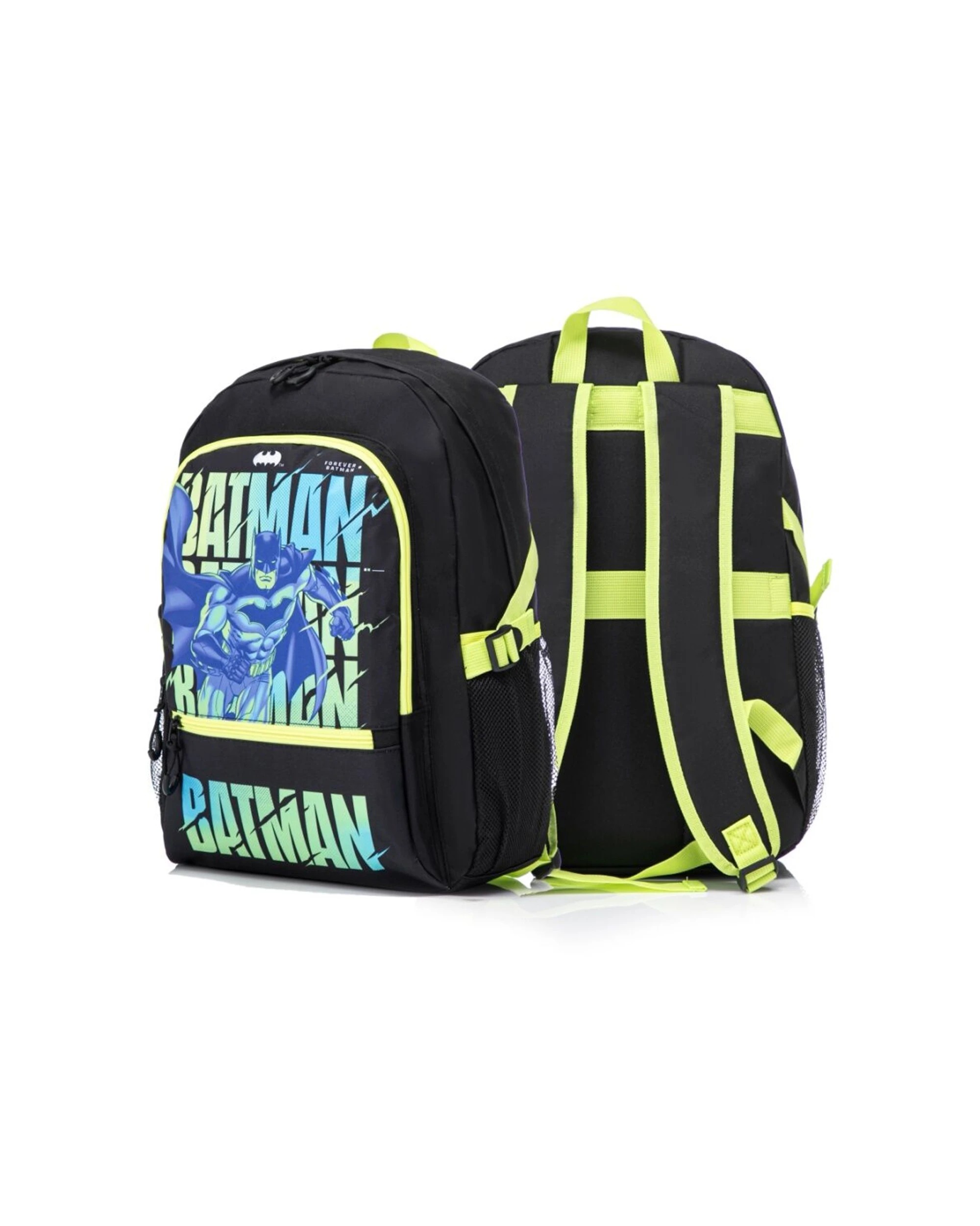 2 Batman Teen Backpack Kids School Bag 44cm Licensed Design Mesh Pockets - Black, 2 of 4