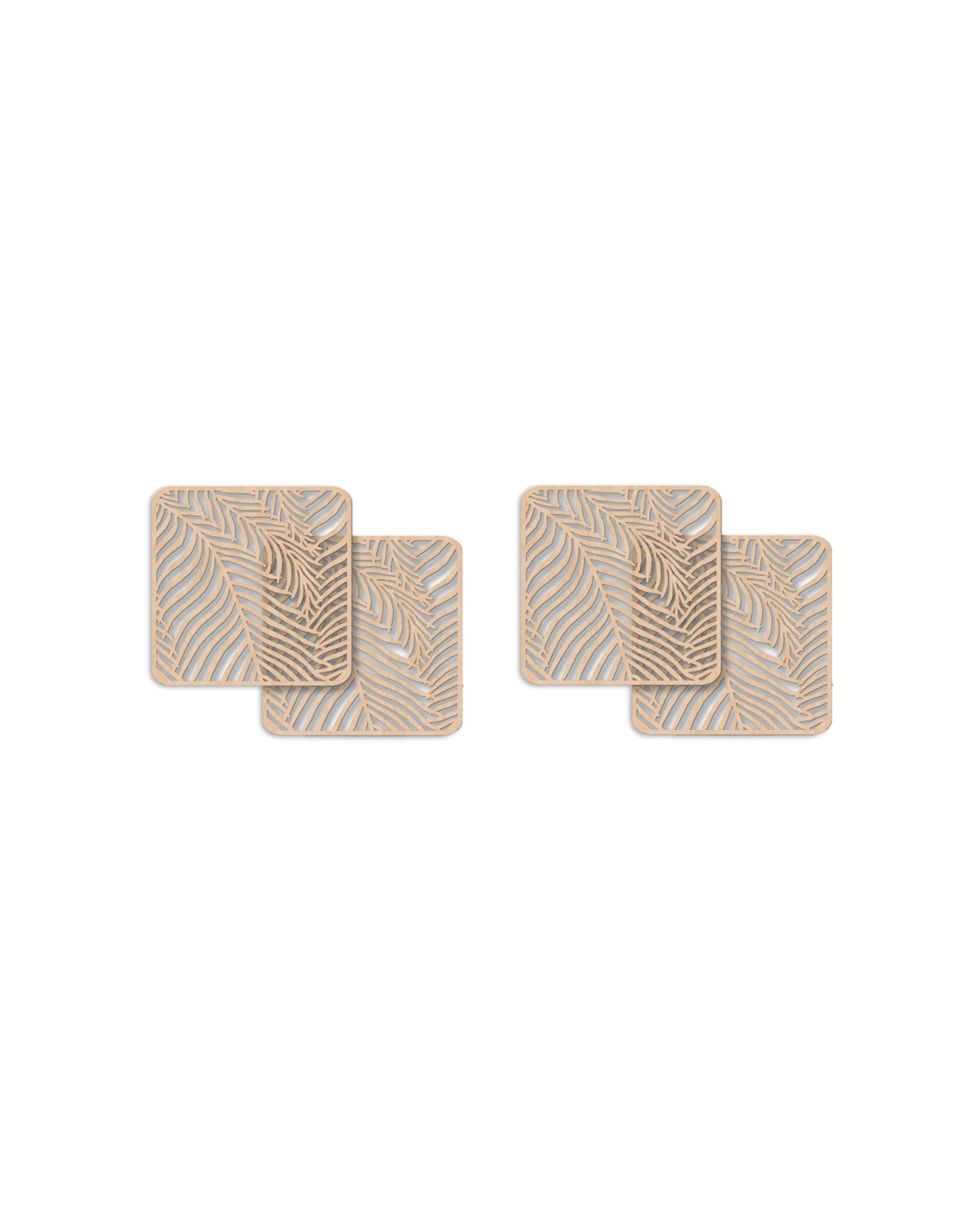 1 Nord Deco 4pc Wooden Coaster 10x10x0.3cm Kitchen Table Decor Set - Ferm - Natural, 1 of 1
