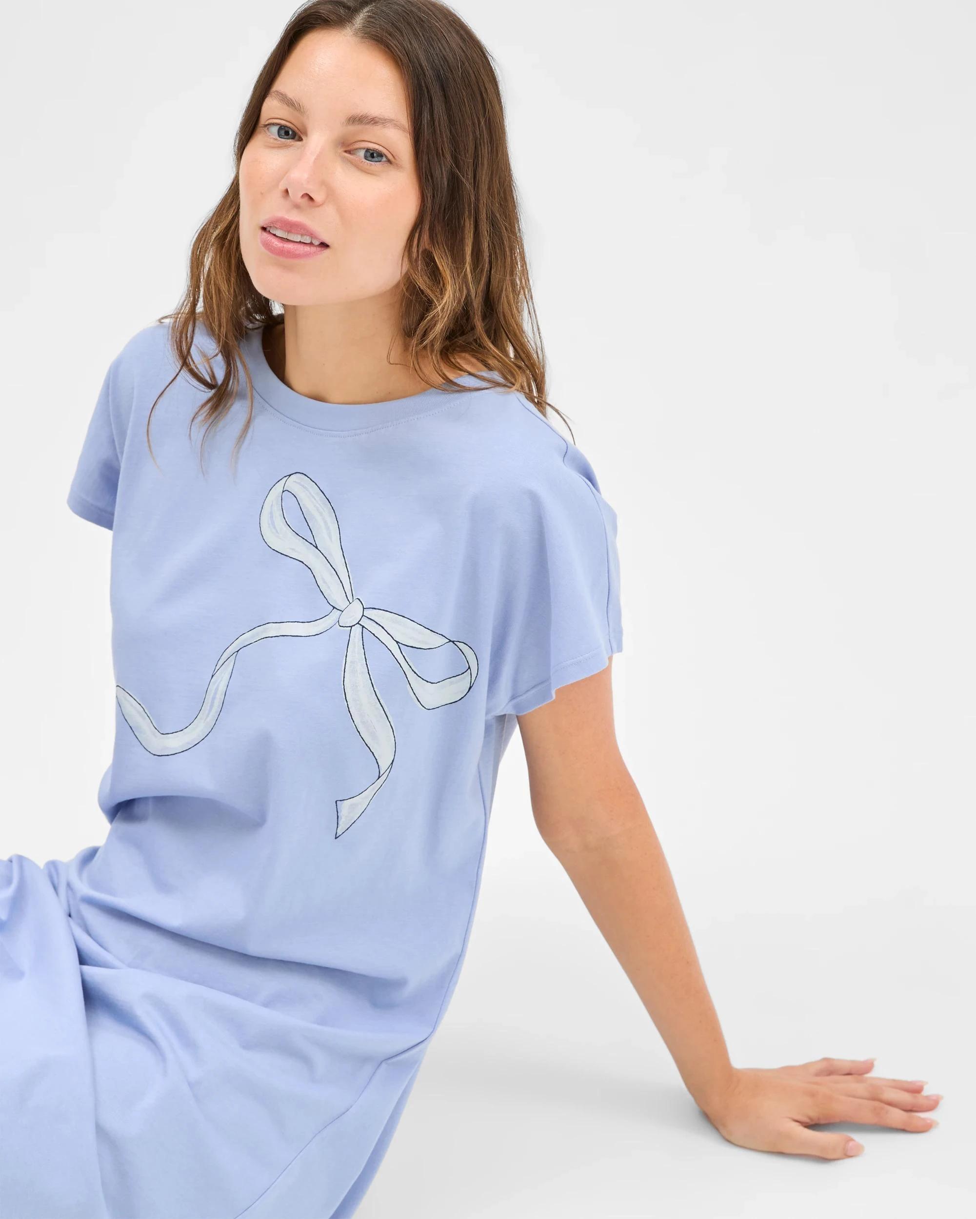 1 Target Australian Cotton T-Shirt Nightie BLUE BOWS, 1 of 5