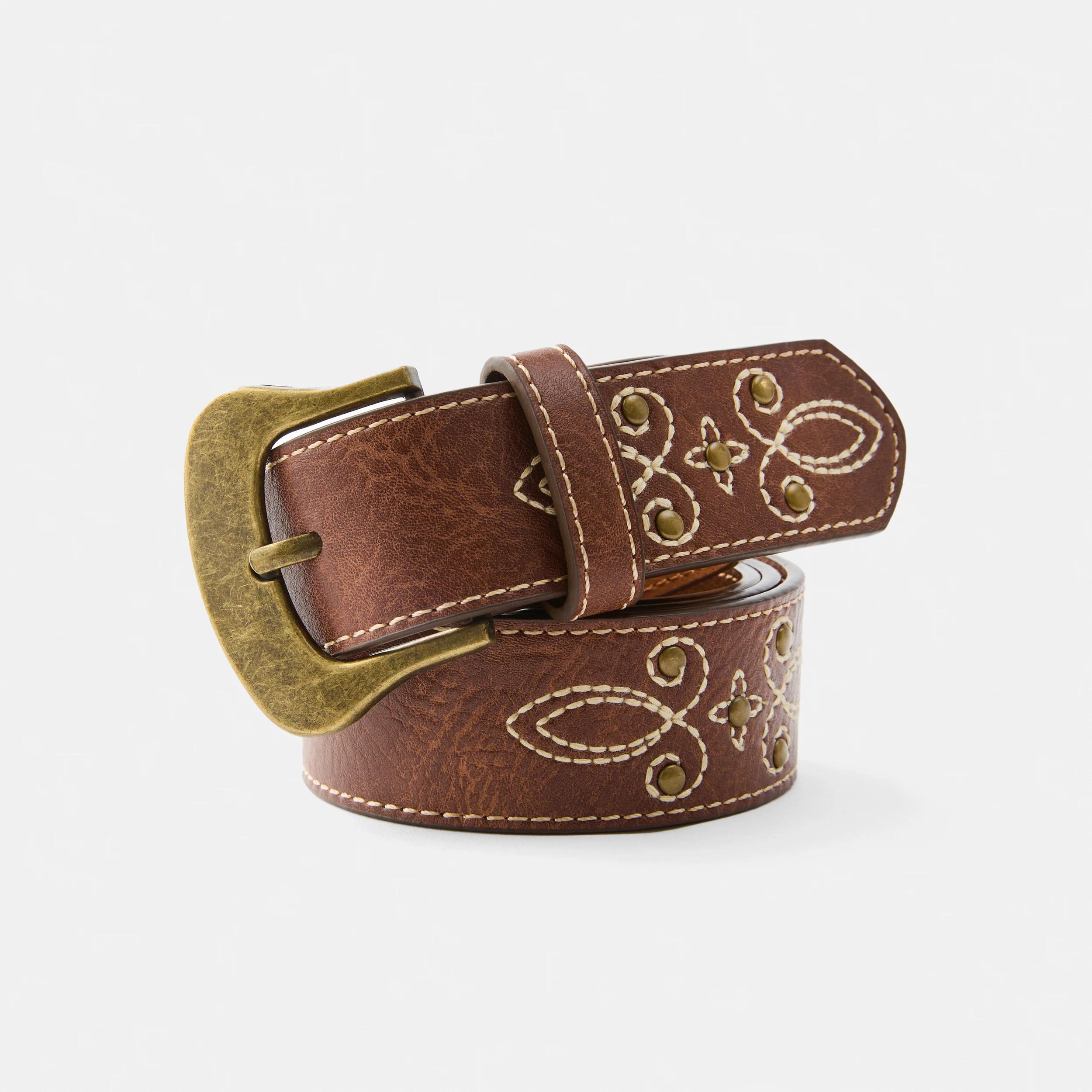 1 Embroidered Jean Belt Warm Umber, 1 of 2
