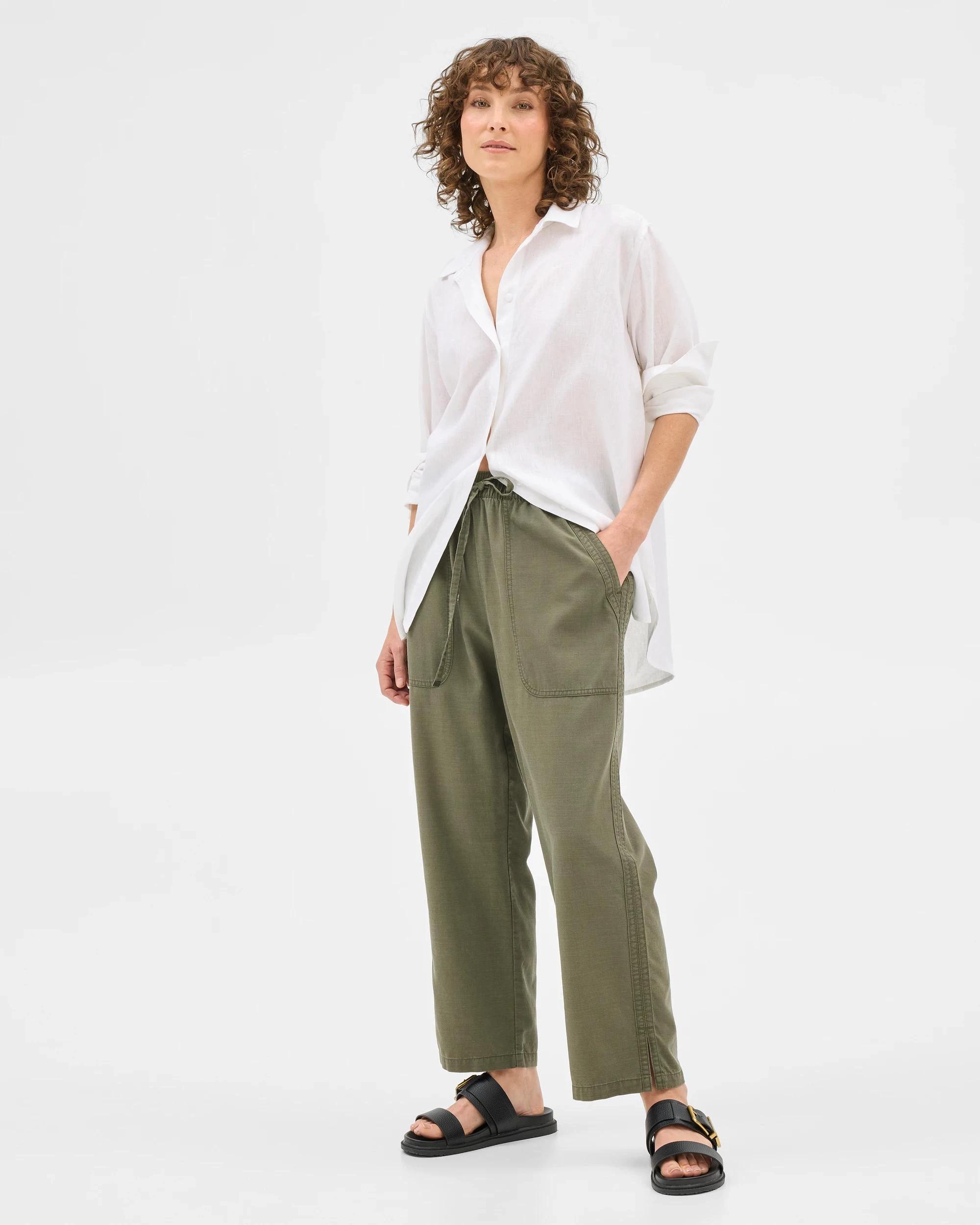 1 Target Straight Slub Pants ARMY GREEN, 1 of 6