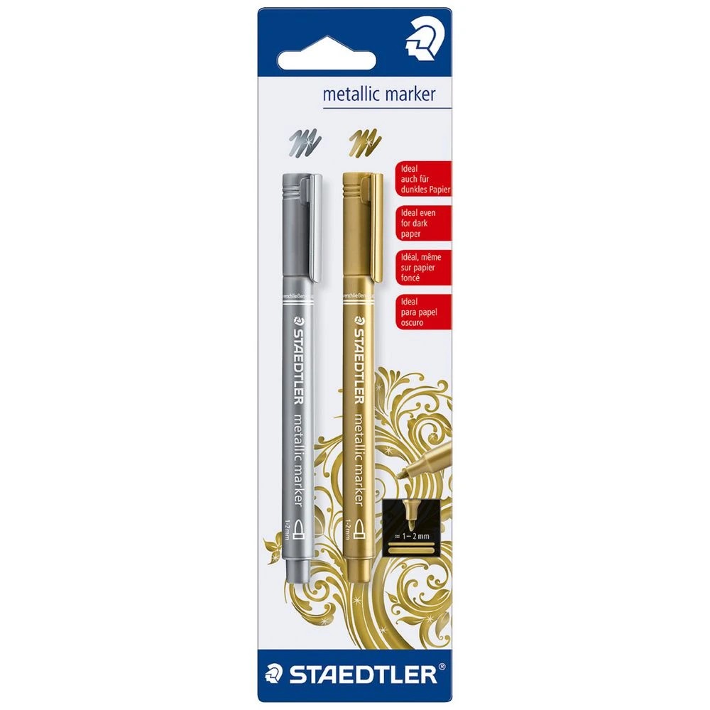 1 Staedtler Metallic Markers Bullet Gold/Silver 2 Pack, 1 of 3