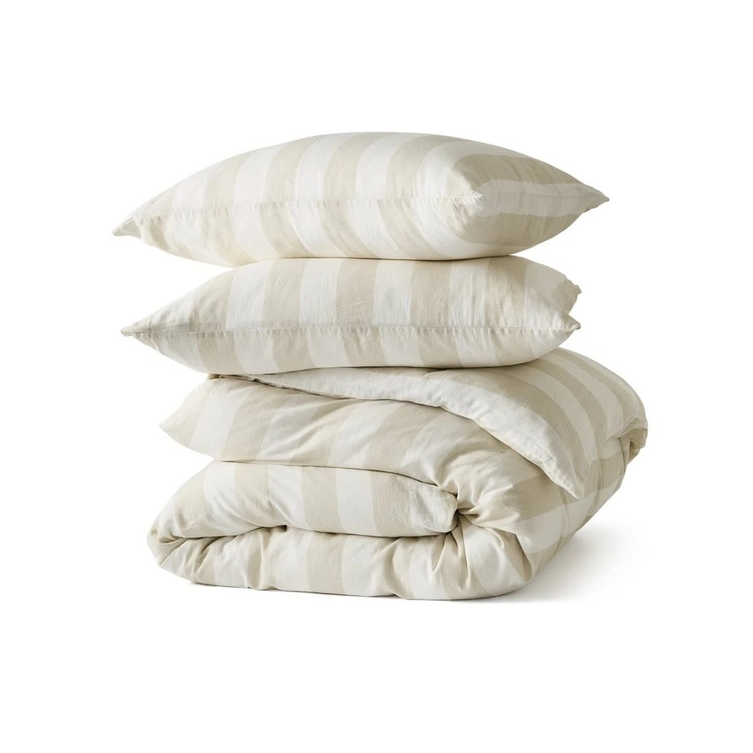 7 Stripe Linen Cotton Quilt Cover Set - Queen Bed, Natural, 7 of 7