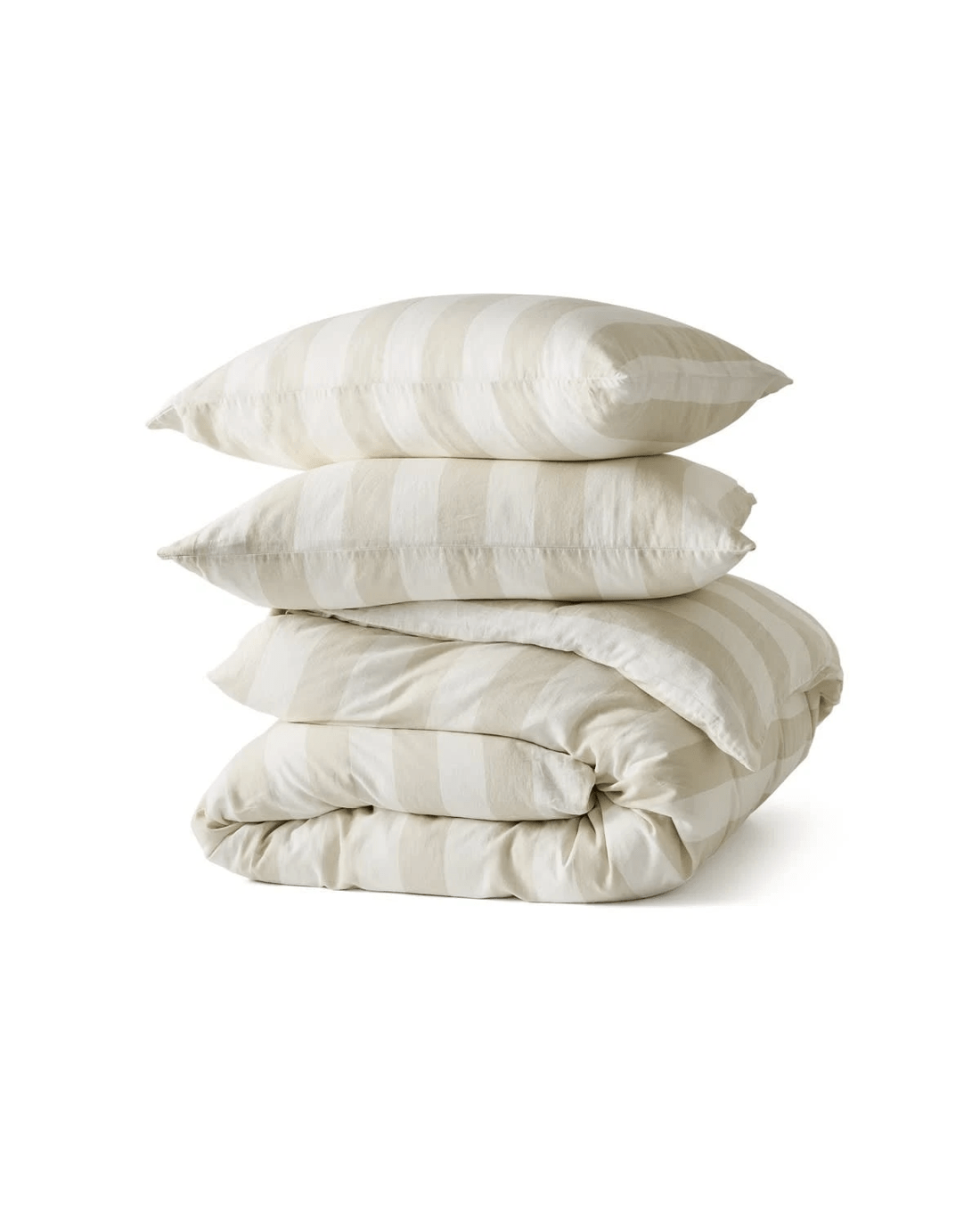 7 Stripe Linen Cotton Quilt Cover Set - Queen Bed, Natural, 7 of 7