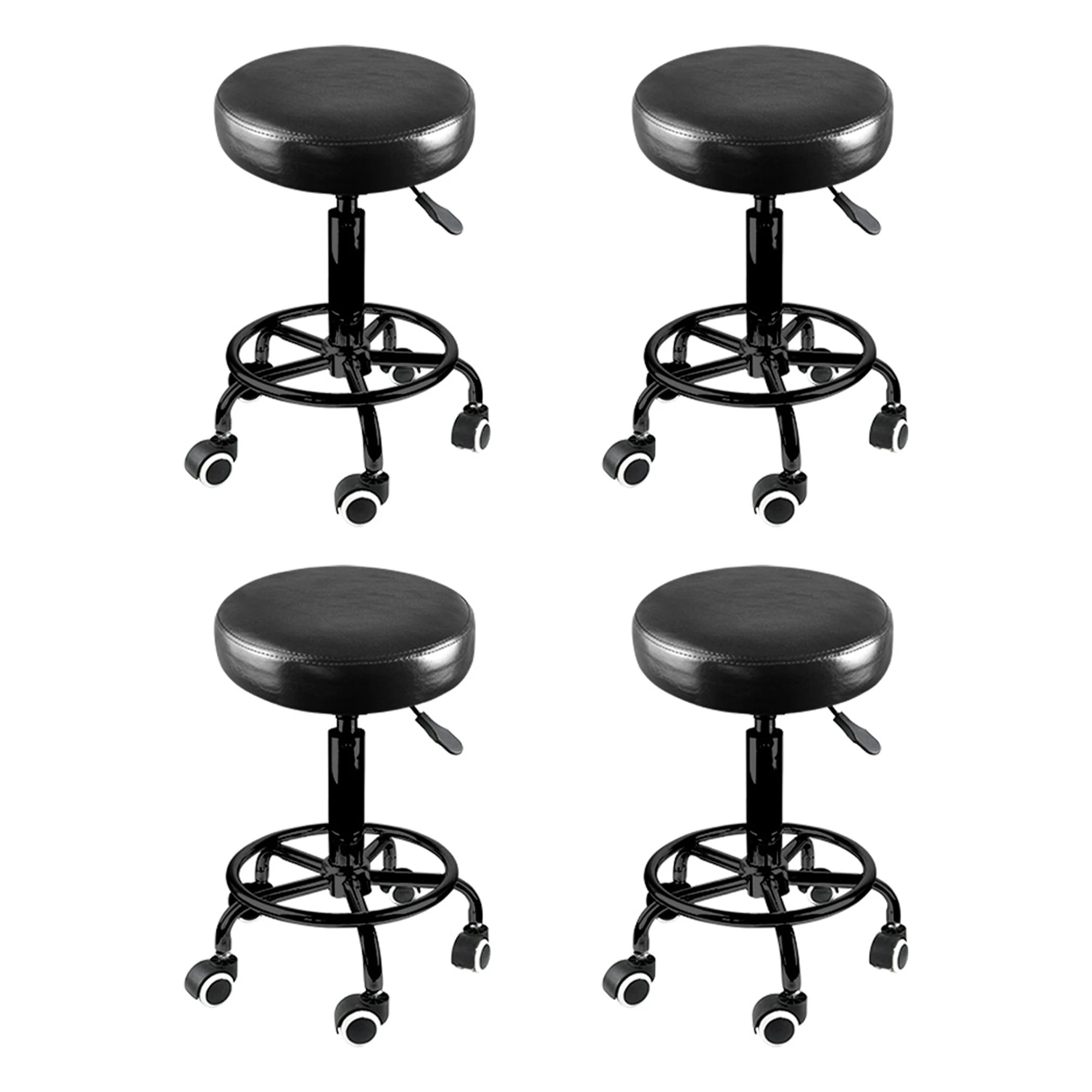 1 Levede 4x Swivel Salon Stool Hydraulic Lift - Black - Black, 1 of 8