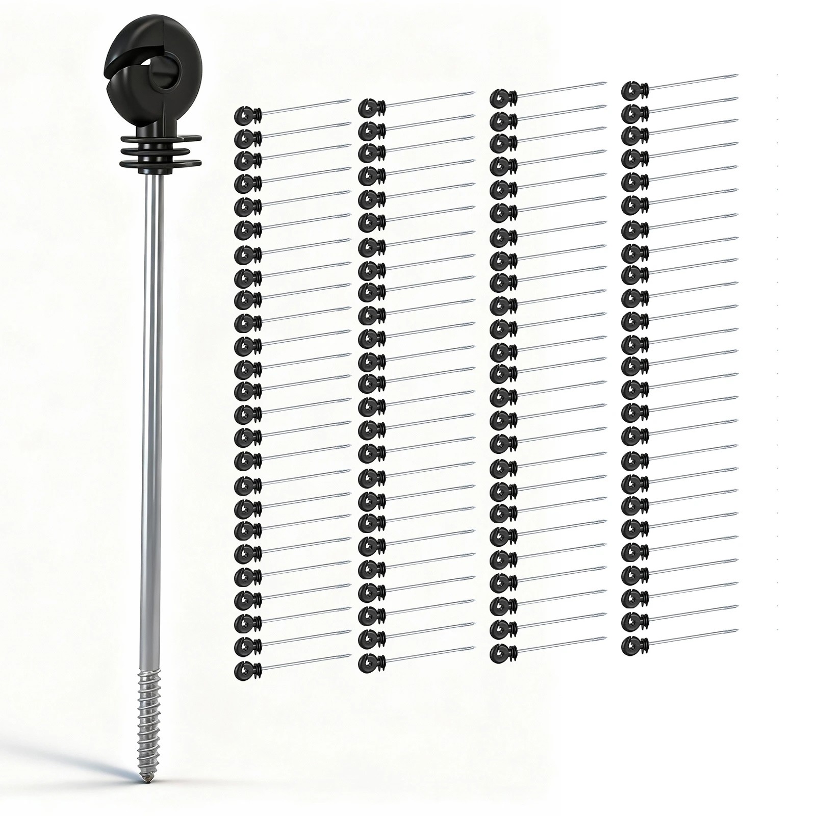 1 Giantz Electric Fence Ring Insulators 100pcs Stand off Screw in Insulator - Black, 1 of 3