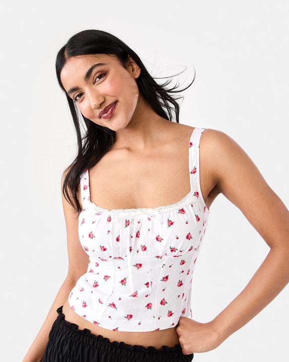 Linen Blend Sleeveless Corset Top