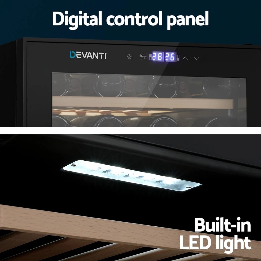 6 Devanti Wine Fridge Cooler Compressor Dual Zone 80 Bottles - Black, 6 of 7