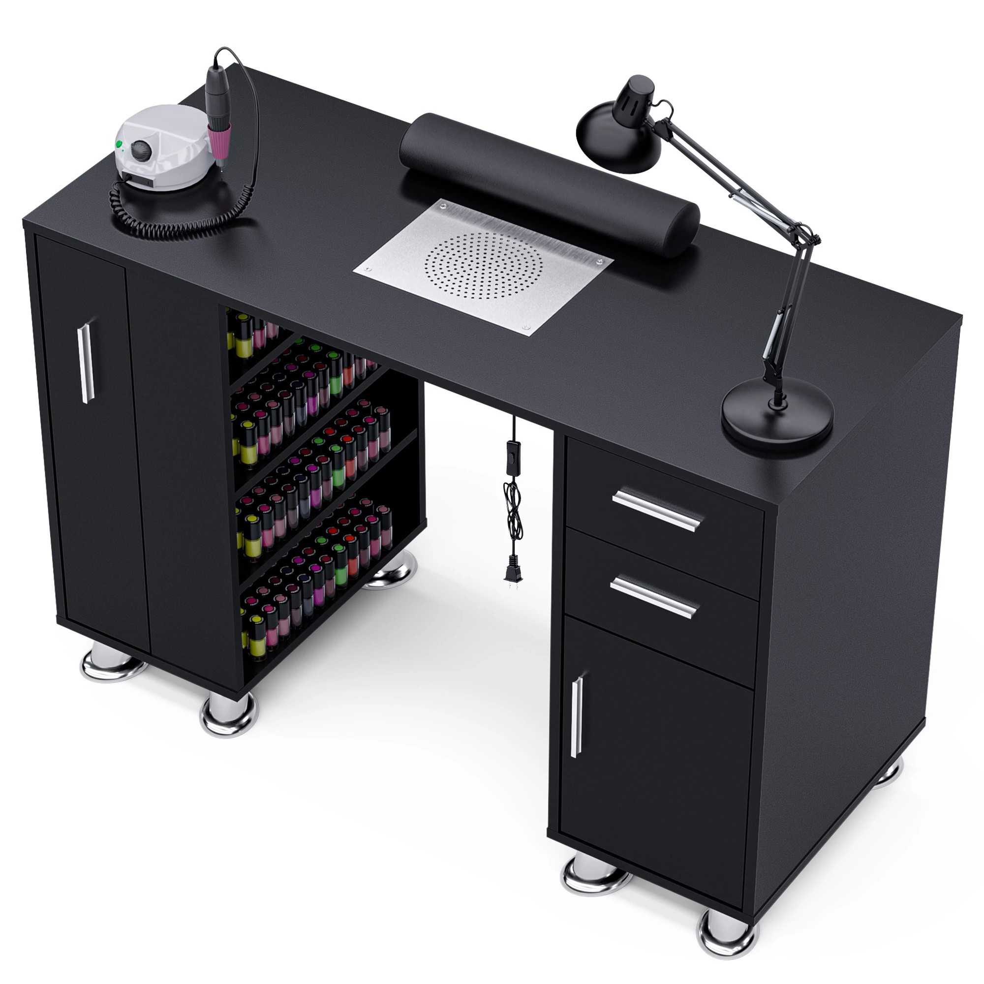 1 Advwin Manicure Table Nail Tech Desk Dressing Table Dust Collector Drawers Cabinet Storage
 - Black, 1 of 10