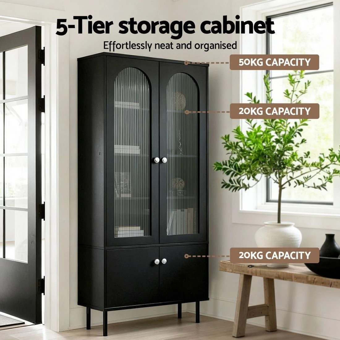 6 Artiss Buffet Sideboard Cupboard Cabinet - Black, 6 of 6