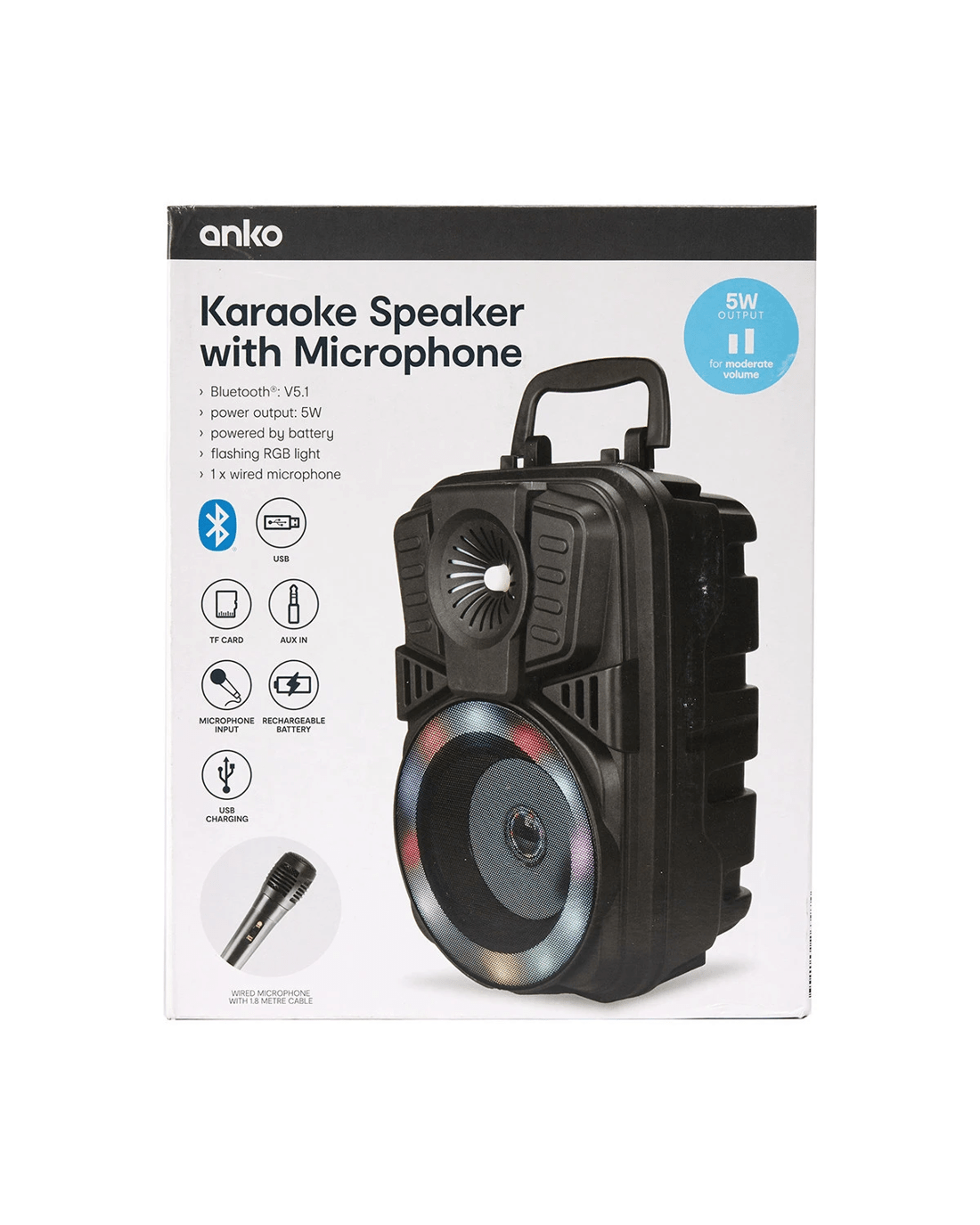 10 Karaoke Speaker with Microphone - Black, 10 of 10