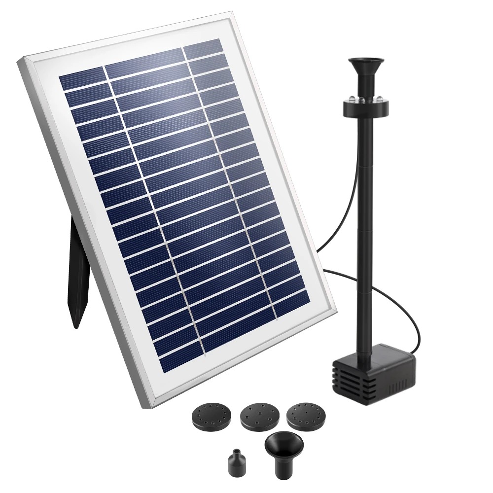 1 Gardeon Solar Pond Pump Submersible Water Fountain with Battery Kit LED Lights 4.3FT - Black, 1 of 6