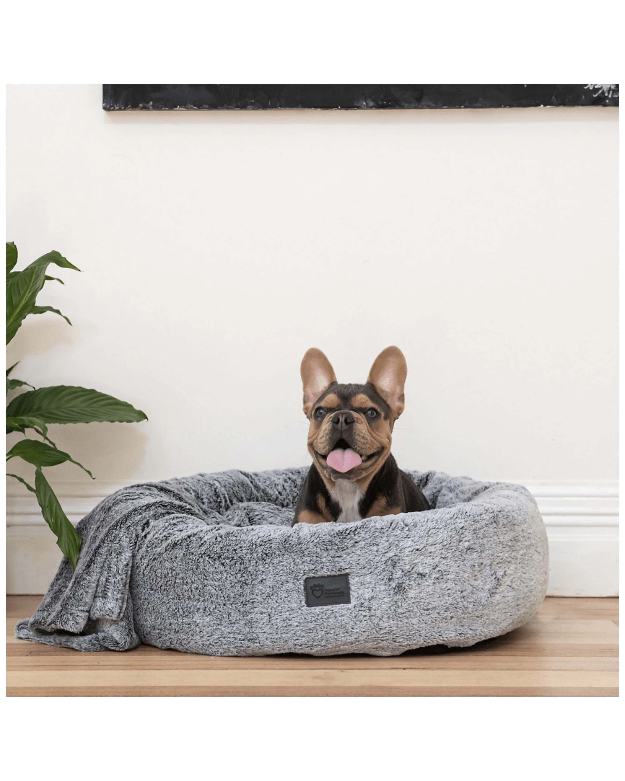 3 SUPERIOR PET GOODS Harley Artic Faux Fur Large Pet Bed Machine Washable 80Cm - Grey, 3 of 6