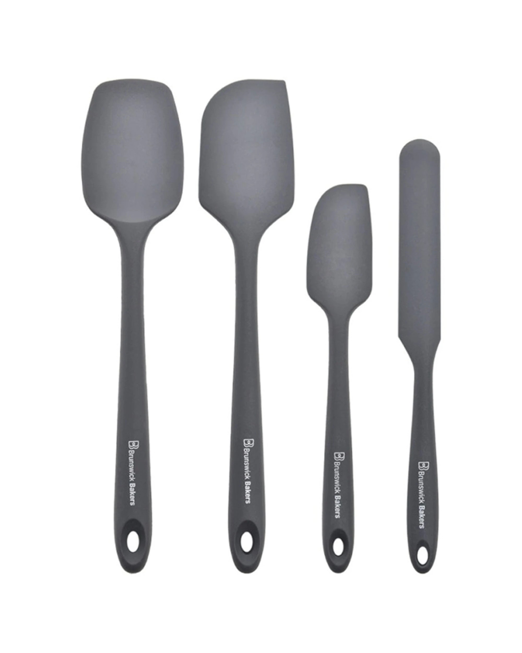 1 Brunswick Bakers 4pc Silicone Spatula Set Heat Resistant Non Slip Grip - Grey, 1 of 4