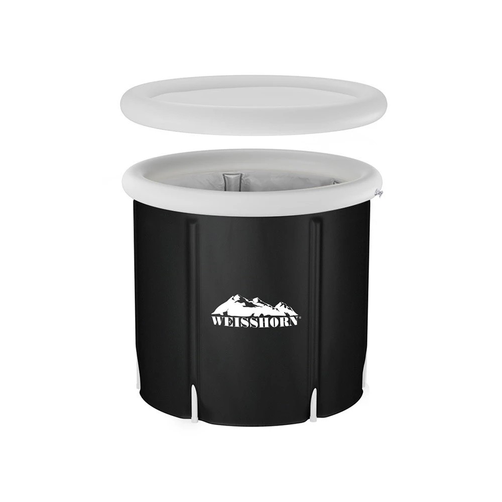 1 Weisshorn Portable Ice Bath Tub 75X75CM Inflatable Folding Bathtub Spa Massage - Black, 1 of 5