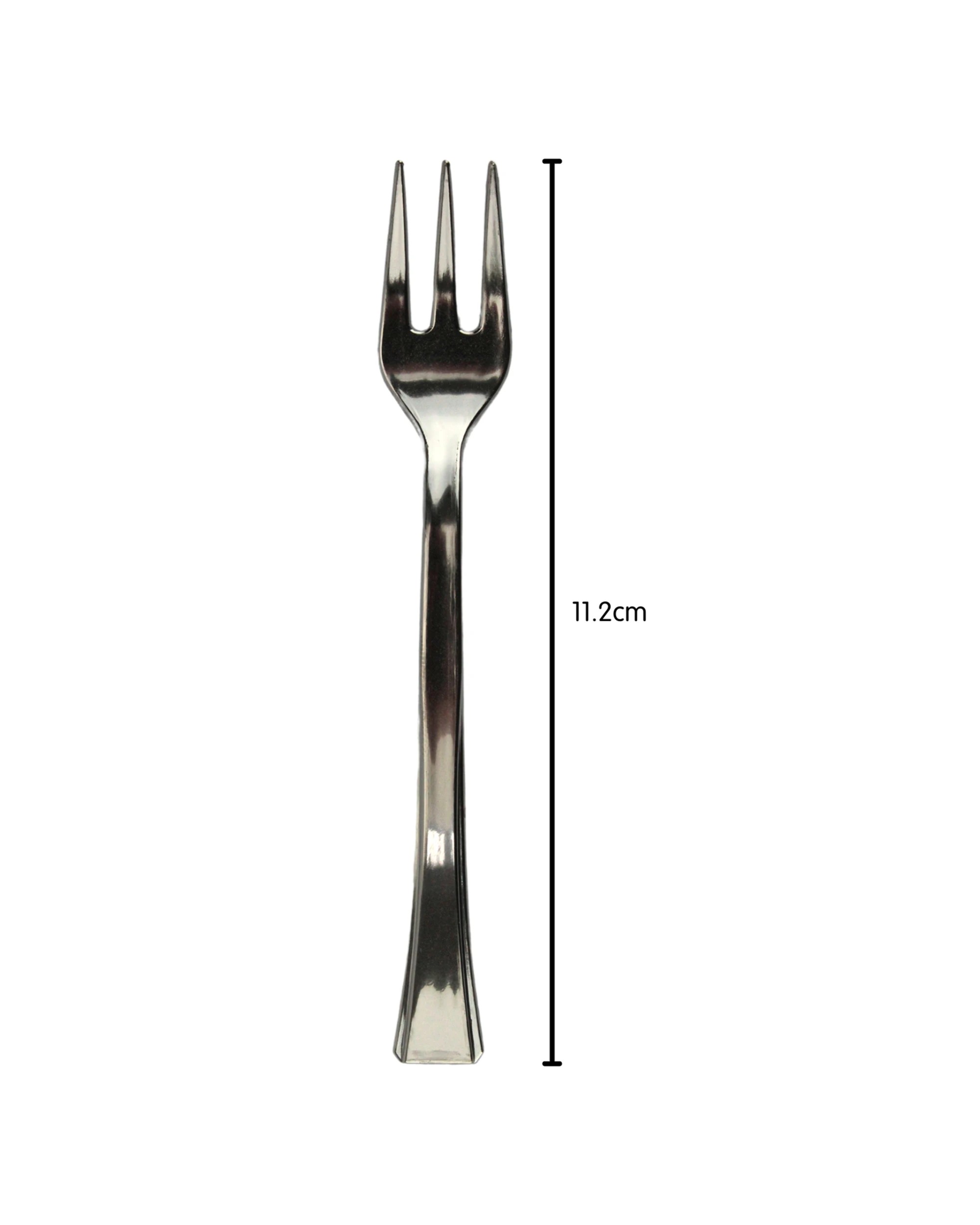 2 Partyware Stainless Steel Look Reusable Plastic Mini Cocktail Forks Pack of 40 - Silver, 2 of 3