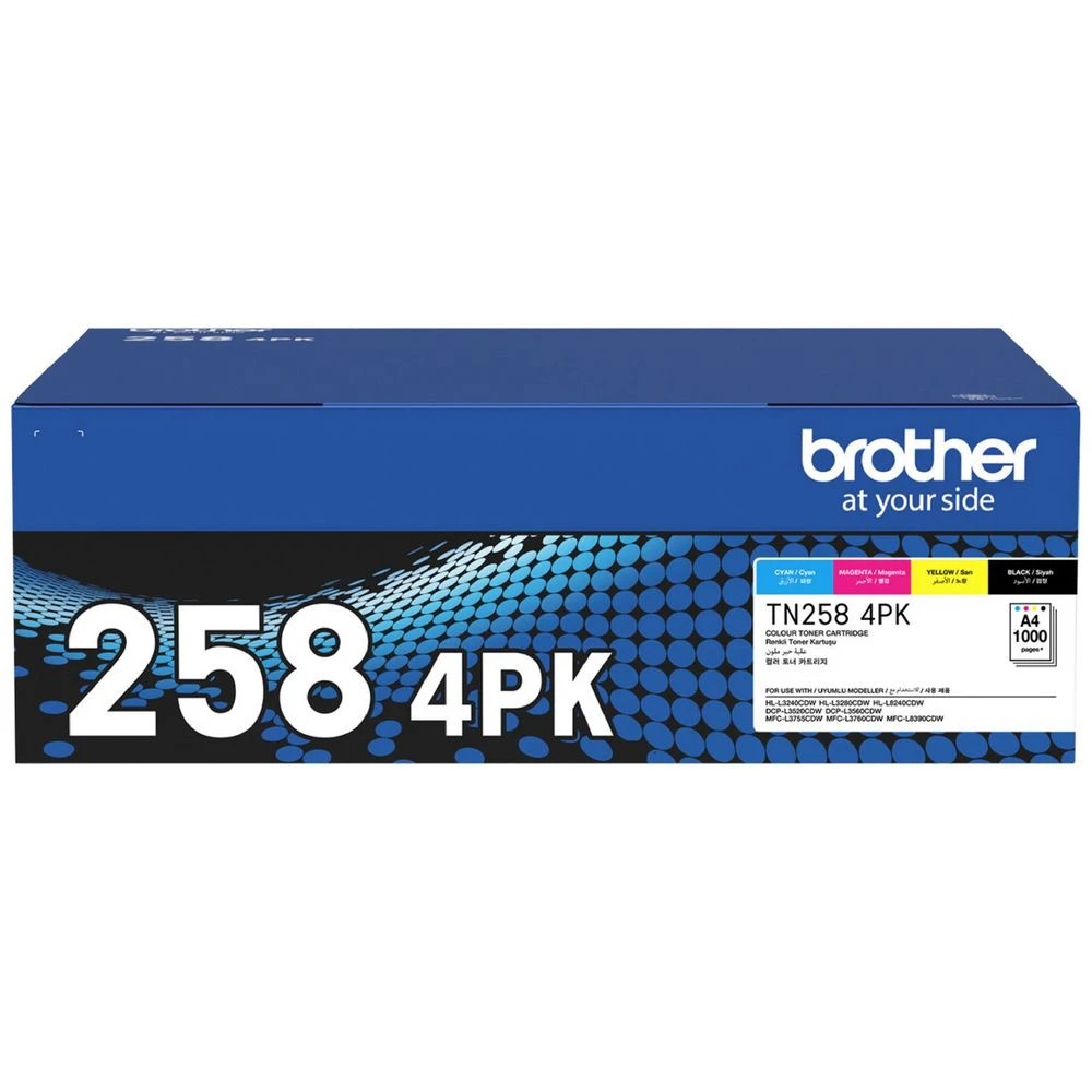 1 Brother TN258 Toner Cartridges Black and Colour 4 Pack, 1 of 1