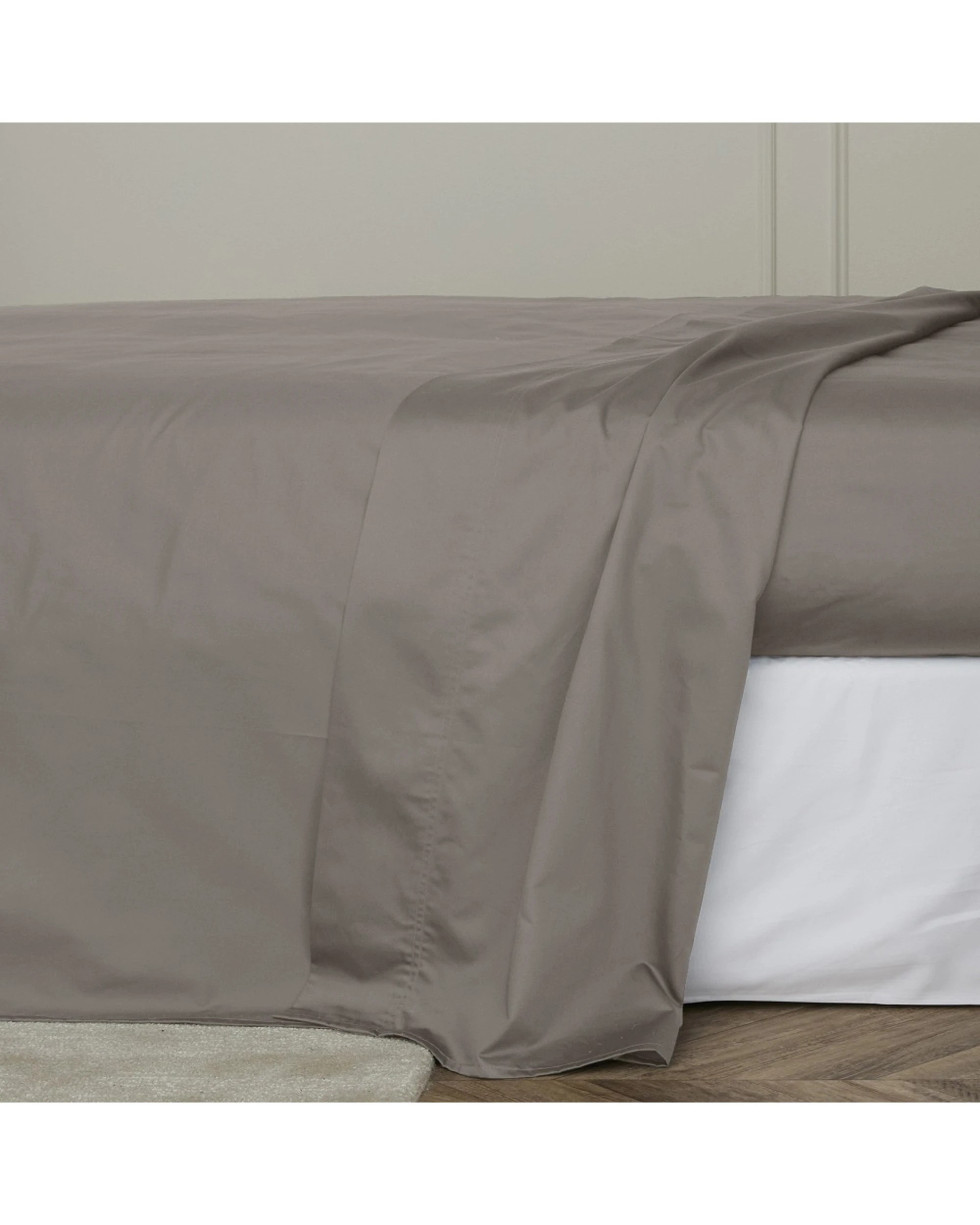 1 Bedding co Flat Sheet 1200TC Egyptian Cotton Simply Taupe - Single Bed - Beige, 1 of 3