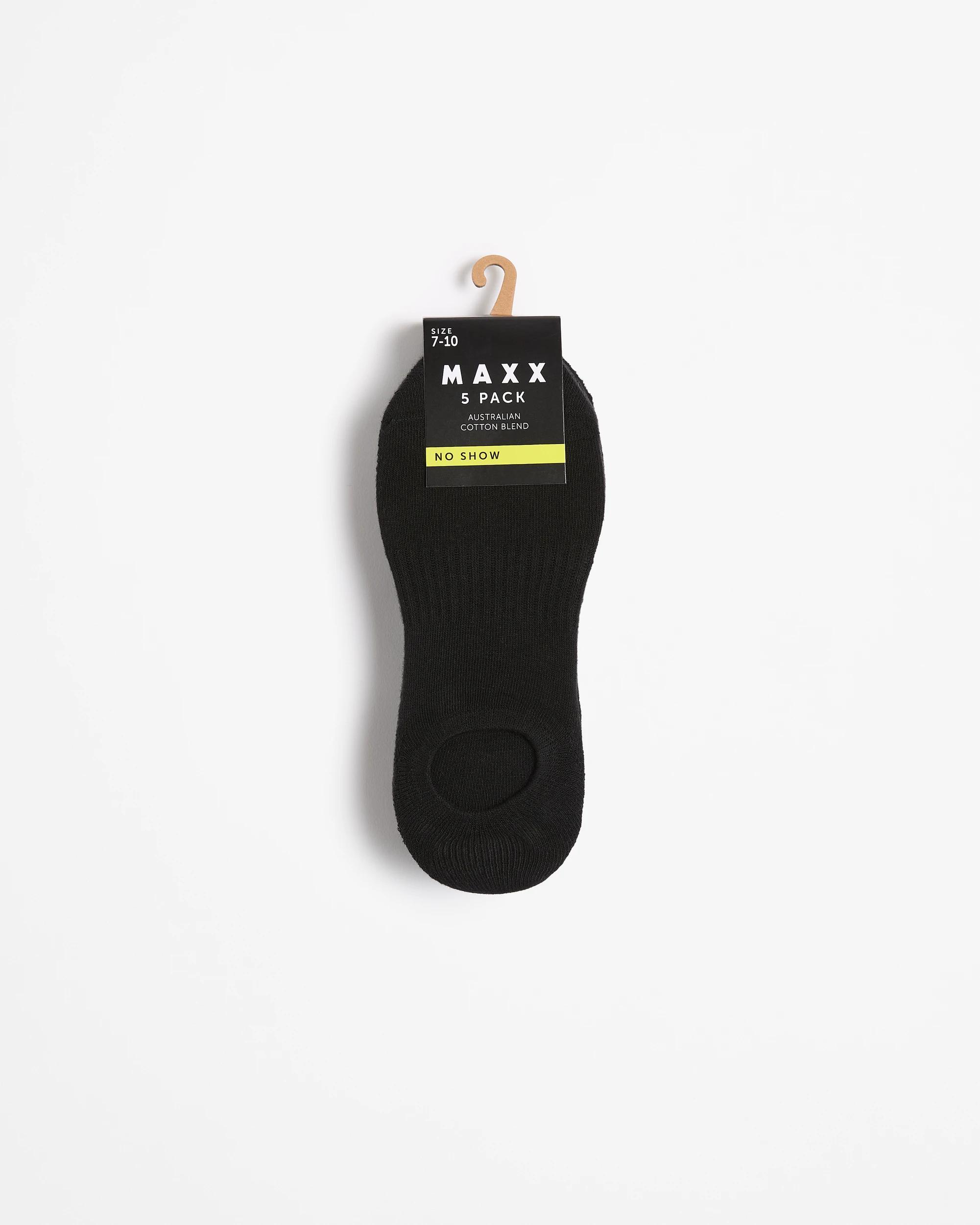 3 Australian Cotton Blend 5 Pack Sport No Show Socks - Maxx BLACK, 3 of 3