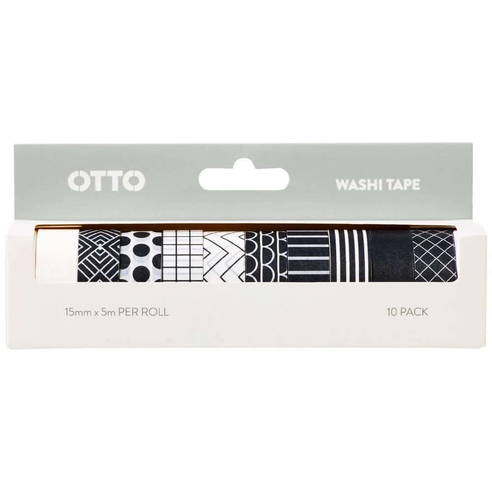 1 Otto Washi Tape Black and White 10 Pack, 1 of 3