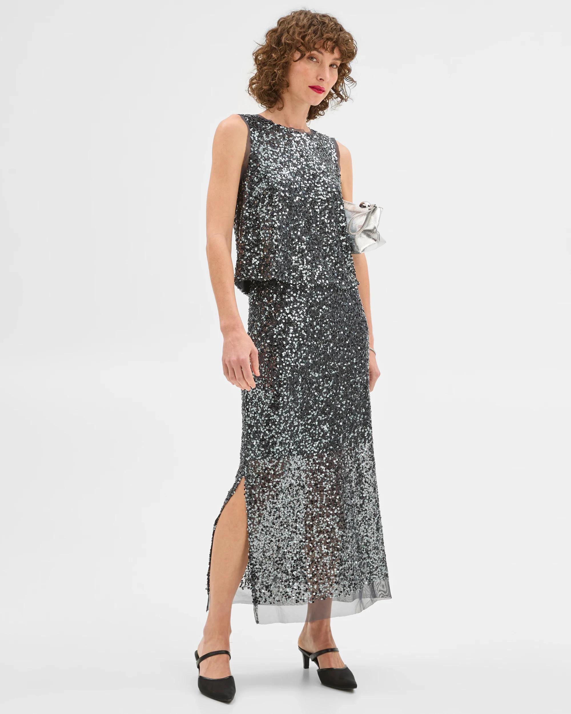 1 Sequin Pencil Skirt - Preview GUNMETAL, 1 of 10