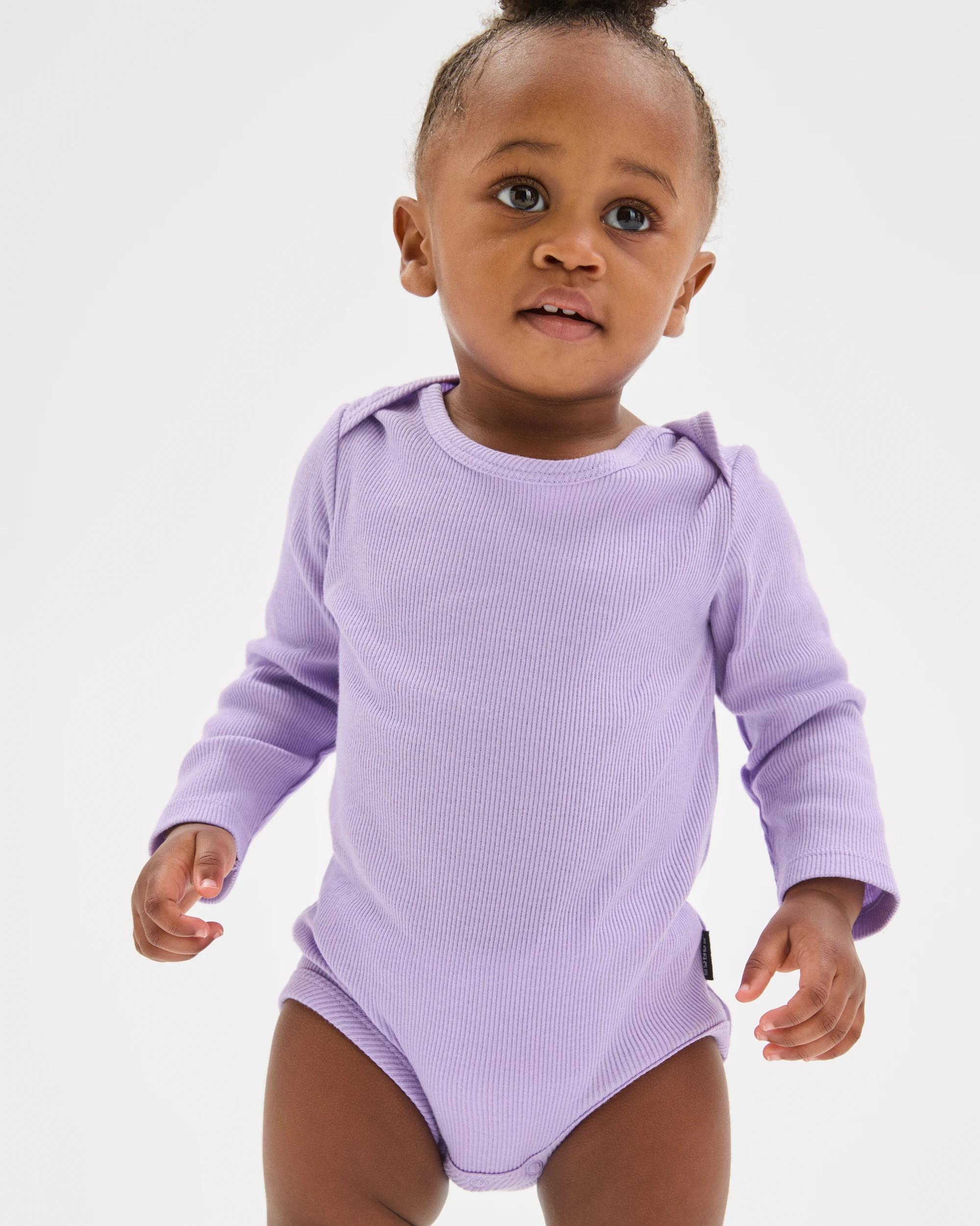 4 Bonds 3 Pack Baby Everyday Long Sleeve Ribbed Bodysuits C,P,L, 4 of 8