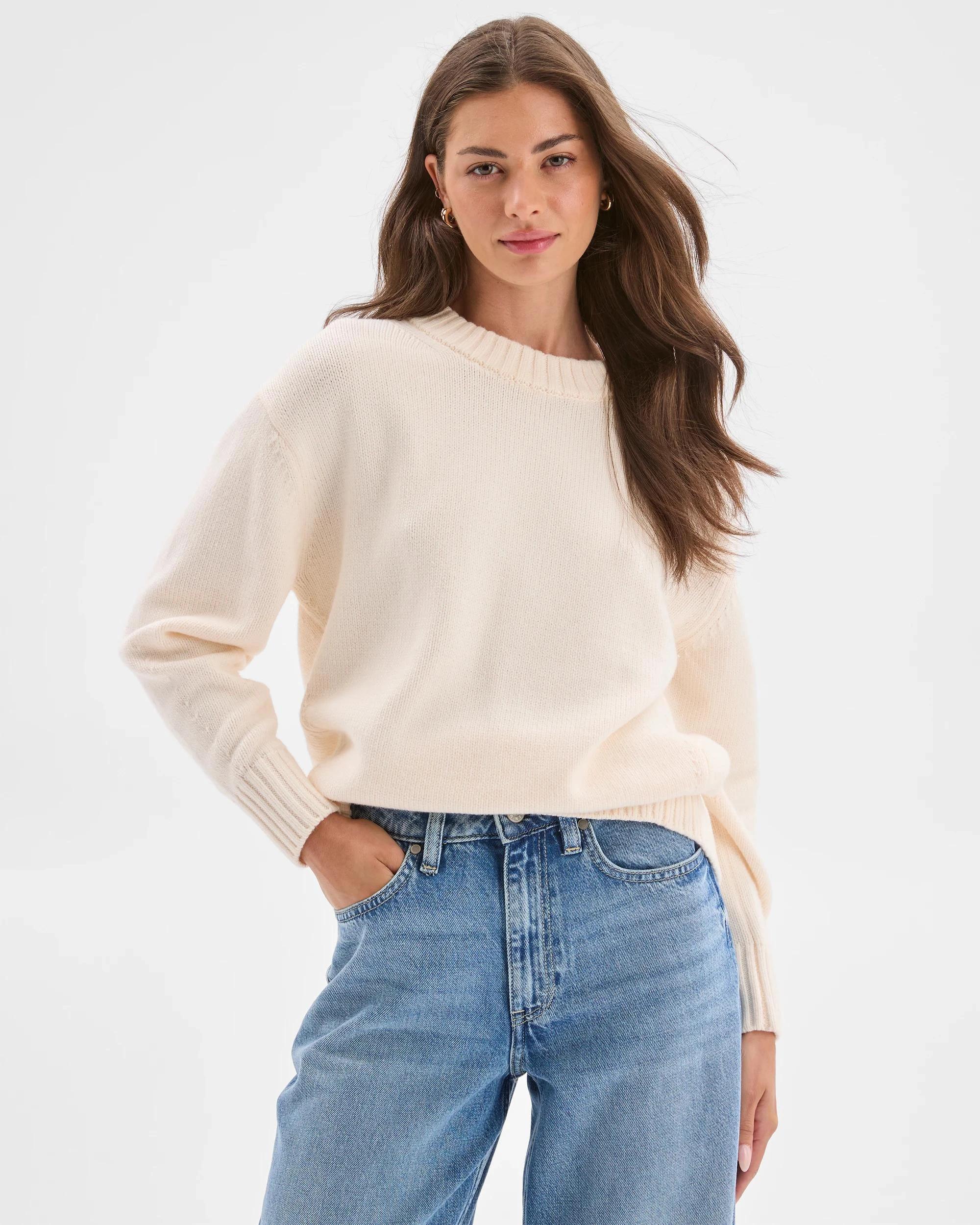 1 Target Petites Petites Stitch Detail Pearl Jumper CREAM, 1 of 8