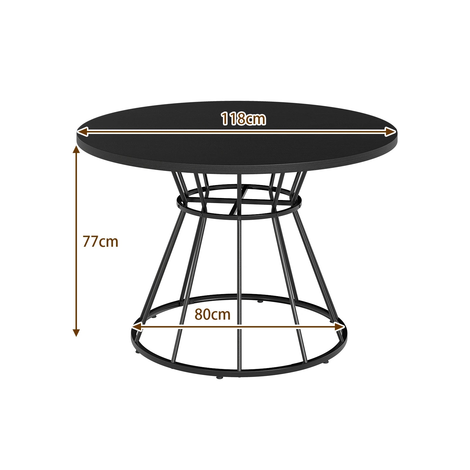 4 Costway 118cm Round Dining Table Wooden Tabletop Kitchen Table - Black, 4 of 4