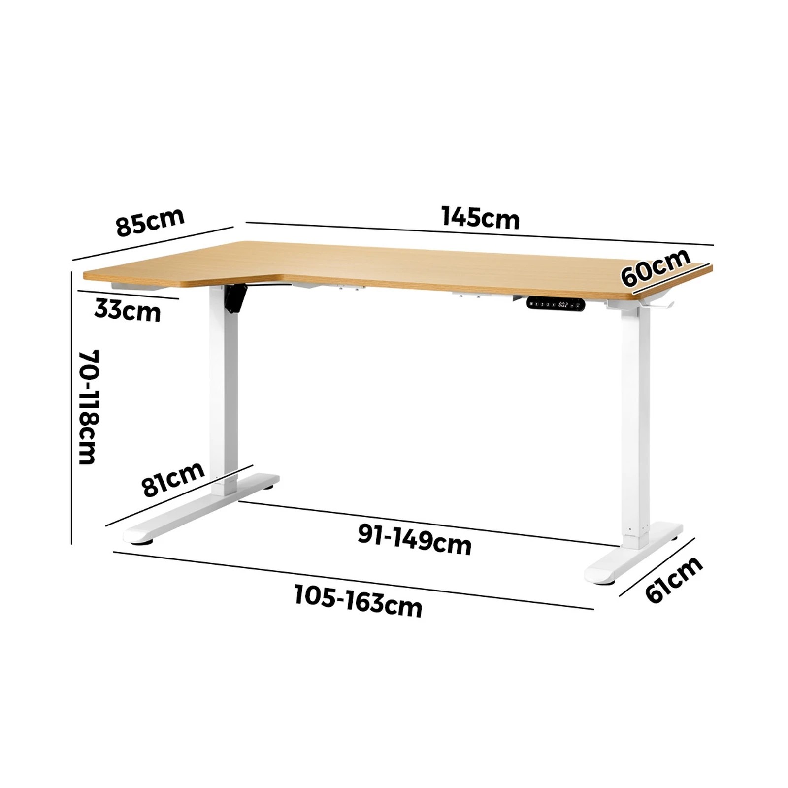 4 Oikiture L-shape Electric Standing Desk Single Motor 145cm Desktop
 - Multi, 4 of 4