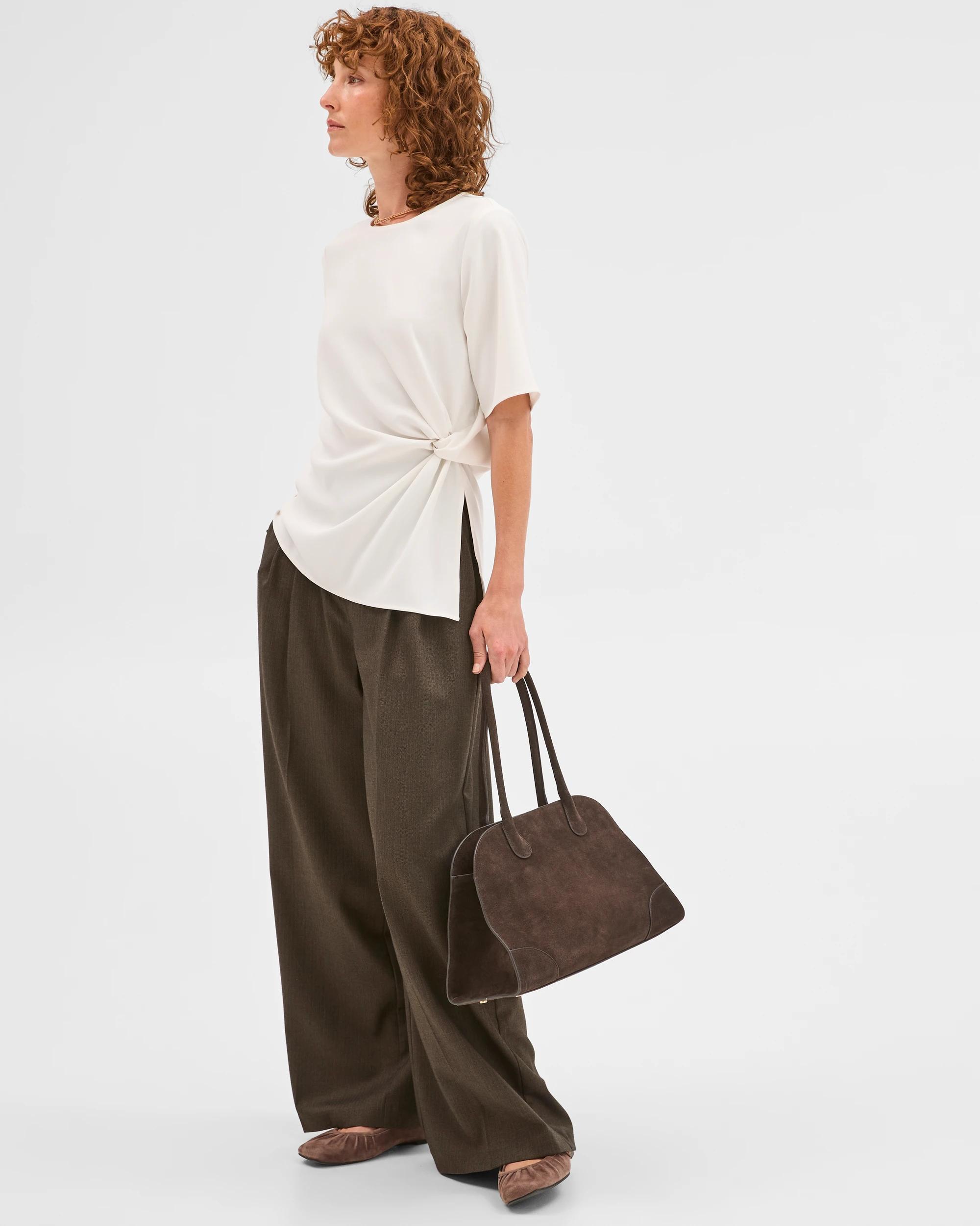 1 Preview Short Sleeve Knot Detail Blouse CLOUD DANCER, 1 of 6