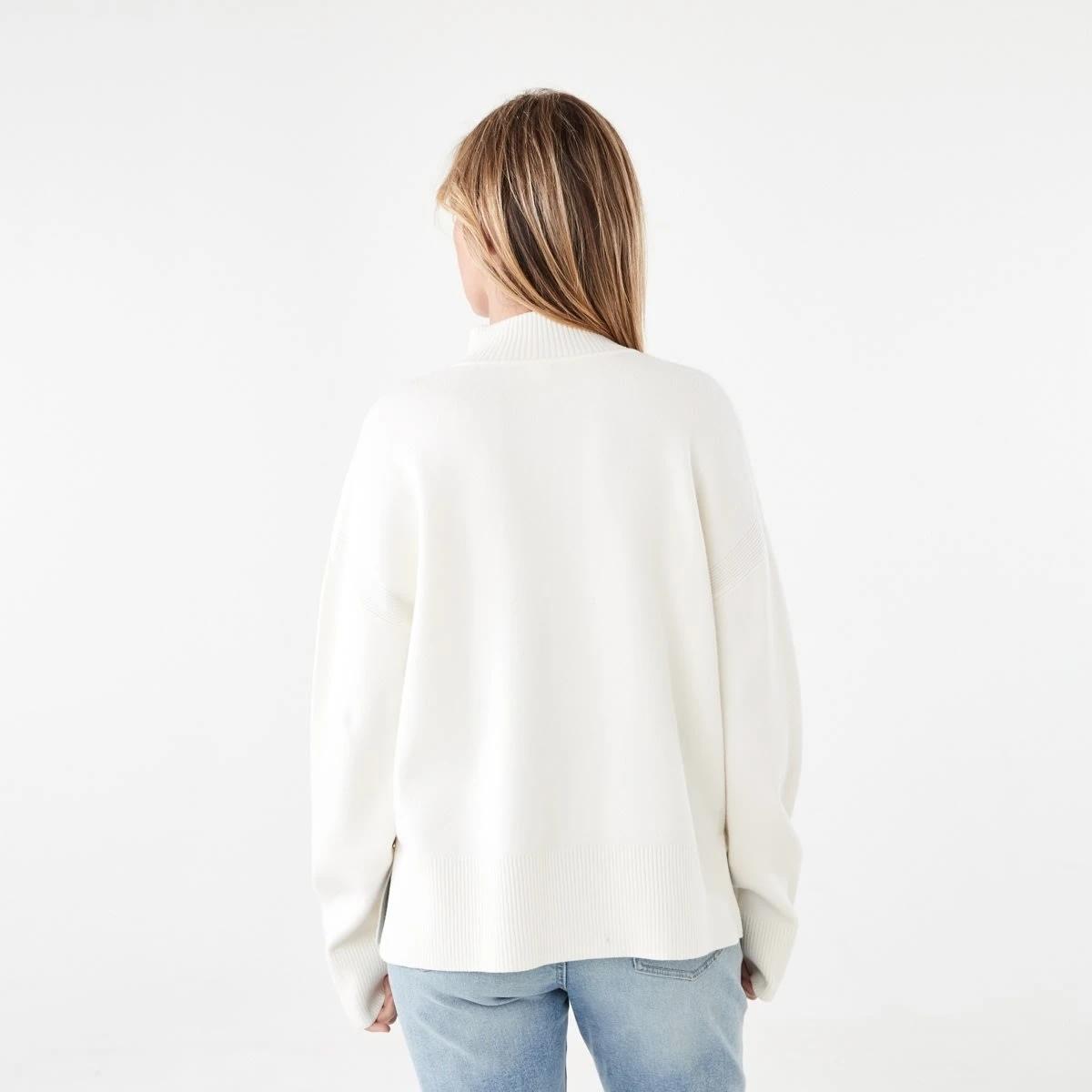 3 Compact Mock Neck Jumper Ecru, 3 of 6