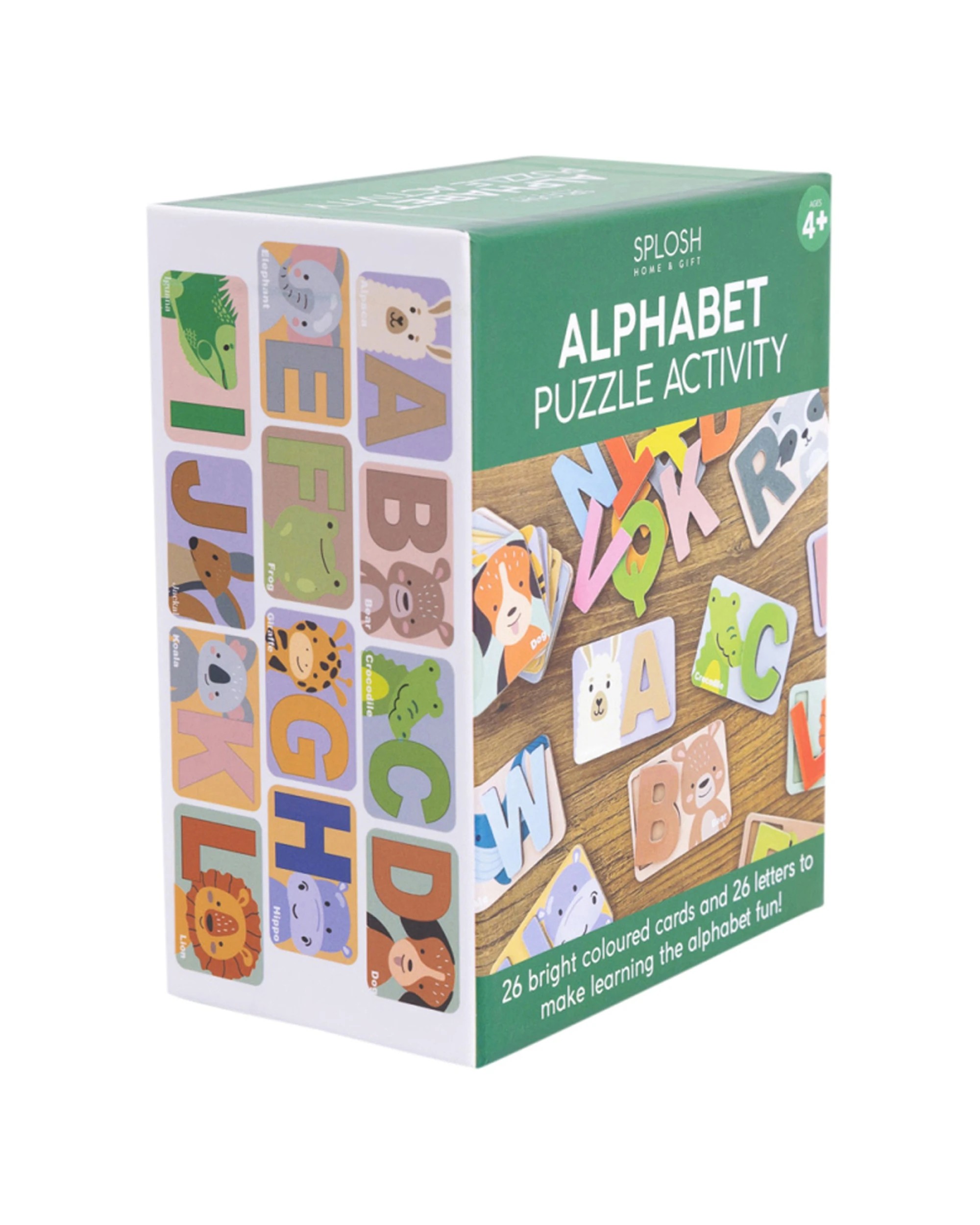 4 Splosh 2x 26pc Alphabet Puzzle Activity Learning Cards Kids Game - Green, 4 of 6