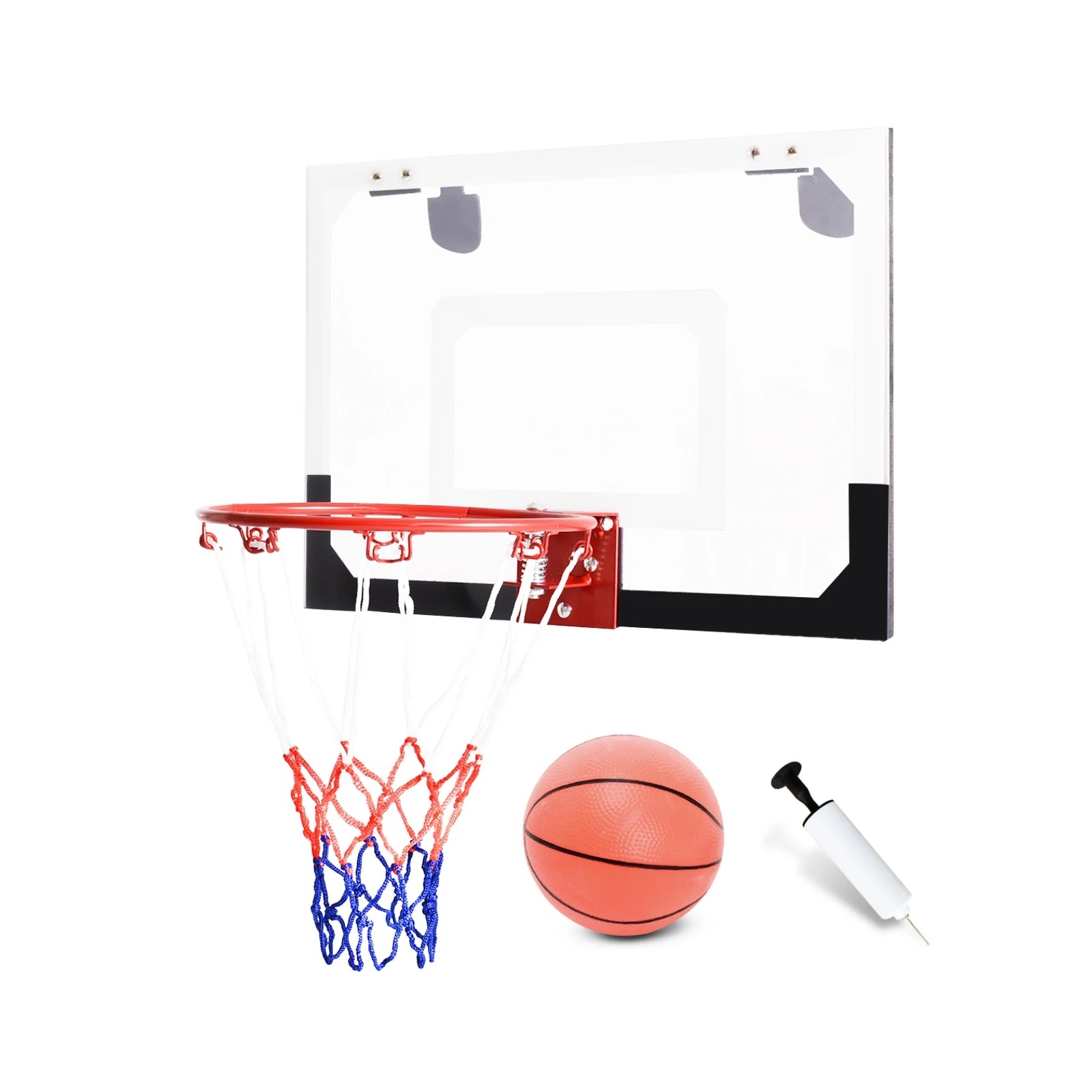 1 Costway Mini Basketball Hoop Backboard Door Mounted Basketball Ring System Nets w/Pump, 1 of 1