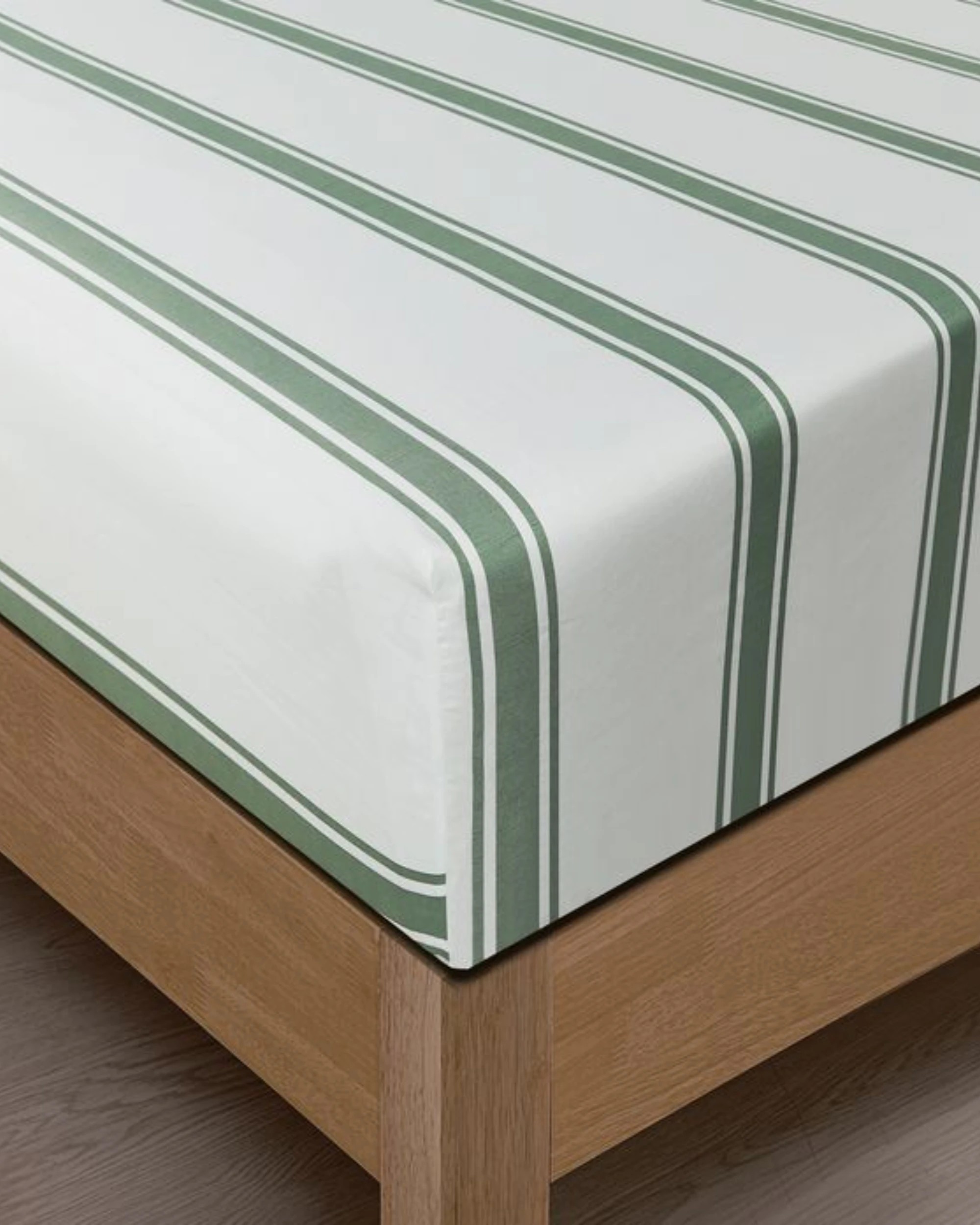 3 CleverPolly Yarn-Dyed Washed Microfibre Sheet Set - King Bed - Wide Stripe Sage Green, 3 of 6