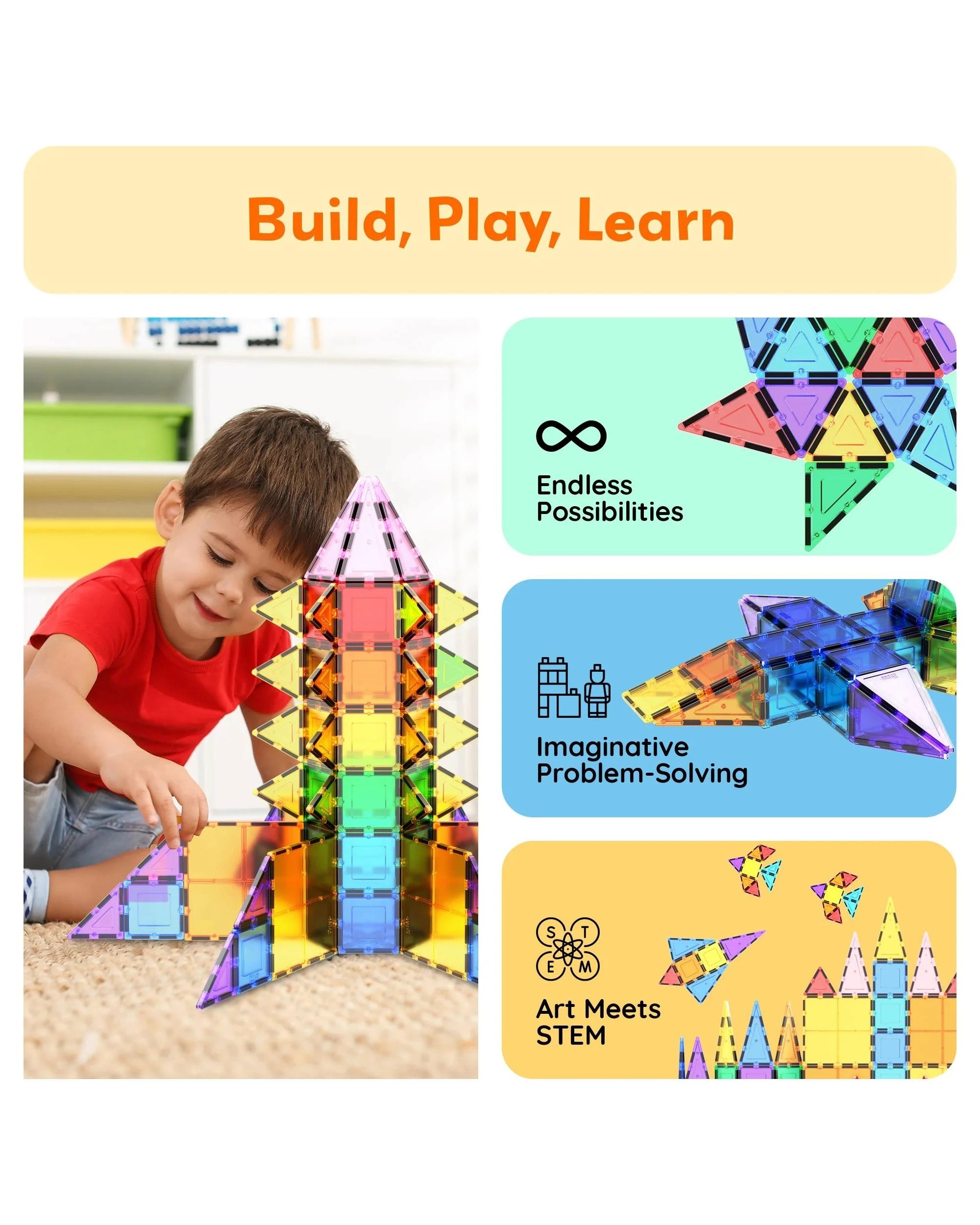 5 PicassoTiles Magnetic Tile Classic Building Set 61 Pieces, 5 of 9