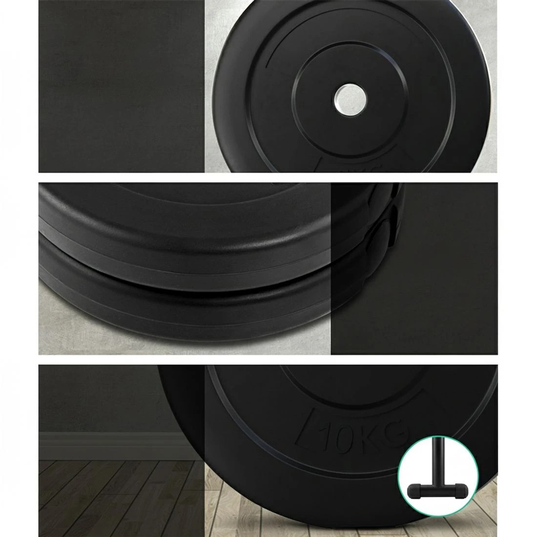 6 Everfit 48kg Barbell Set Weight Plates Bar Lifting Bench 168cm - Multi, 6 of 6