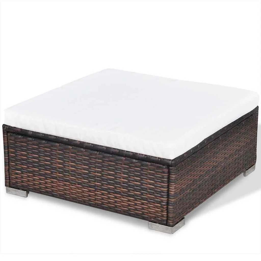 10 Vidaxl 6 Piece Garden Lounge Set With Cushions Poly Rattan - Brown, 10 of 10