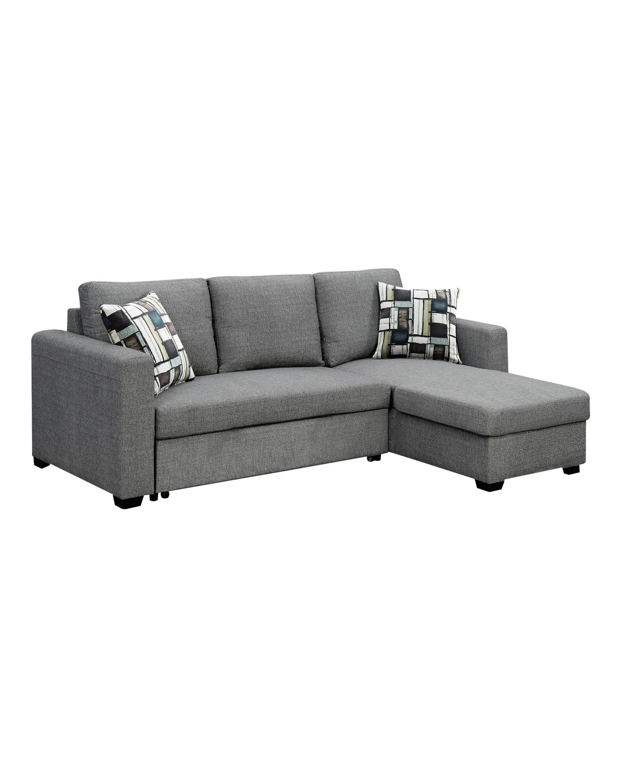 1 Fontana Pullout Sofa Bed With Storage Chaise Lounge Sarantino - Grey, 1 of 10