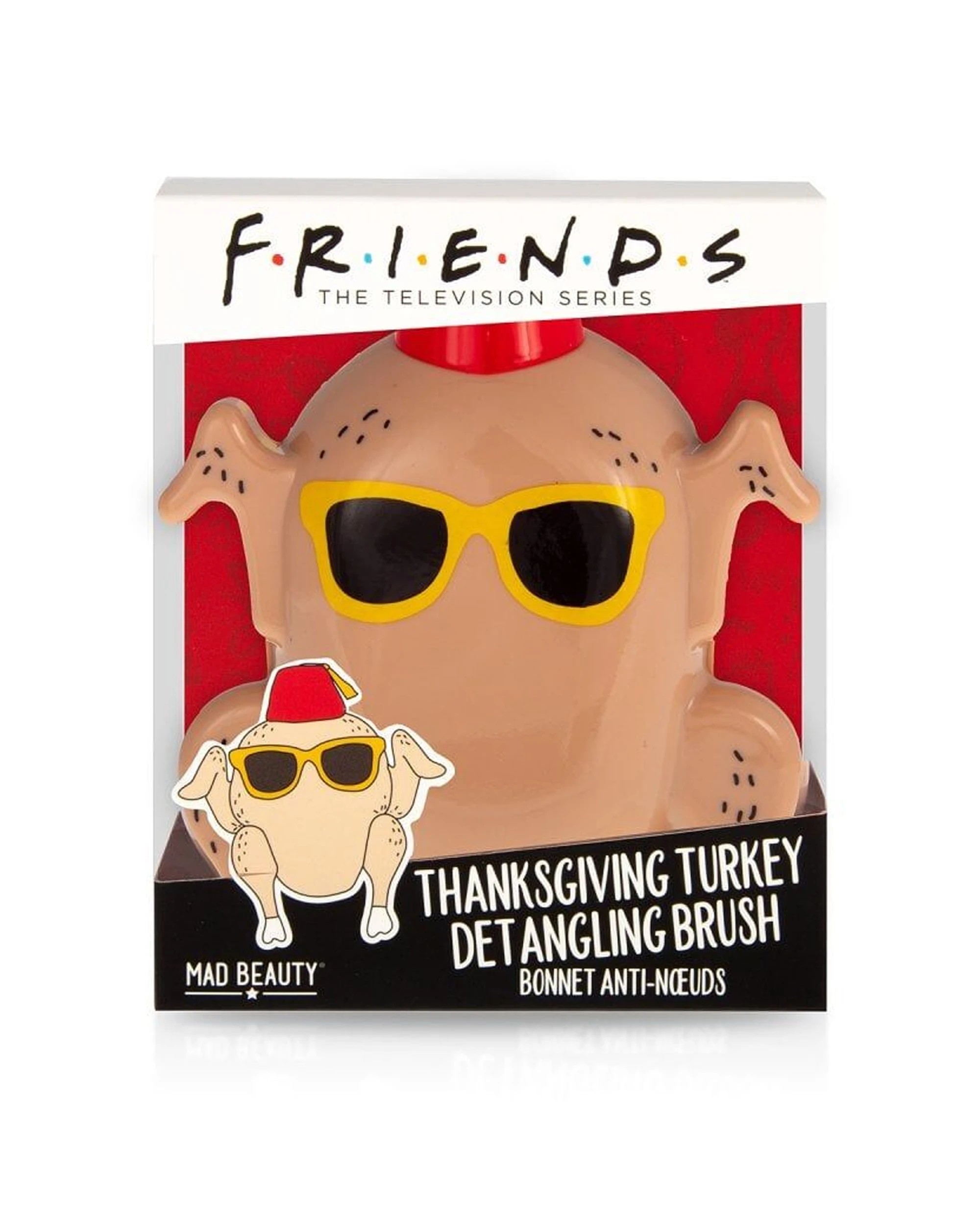1 Warner Bros Friends Thanksgiving Detangling Tamer Hair Brush Turke - Beige, 1 of 4