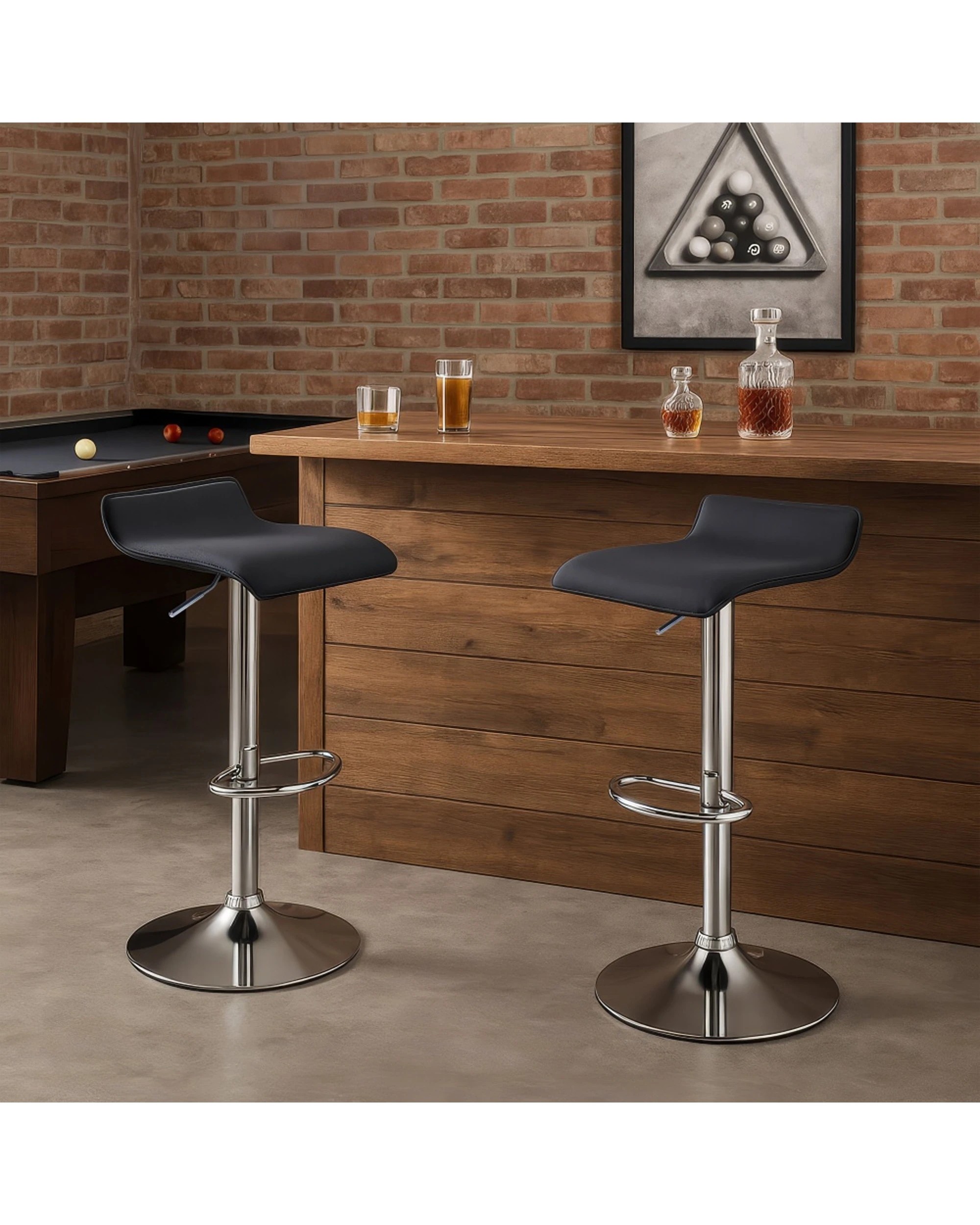 8 Urban Style 2pc Craig Bar Stool Set Gas Lift Chair Furniture Chrome - Black, 8 of 9