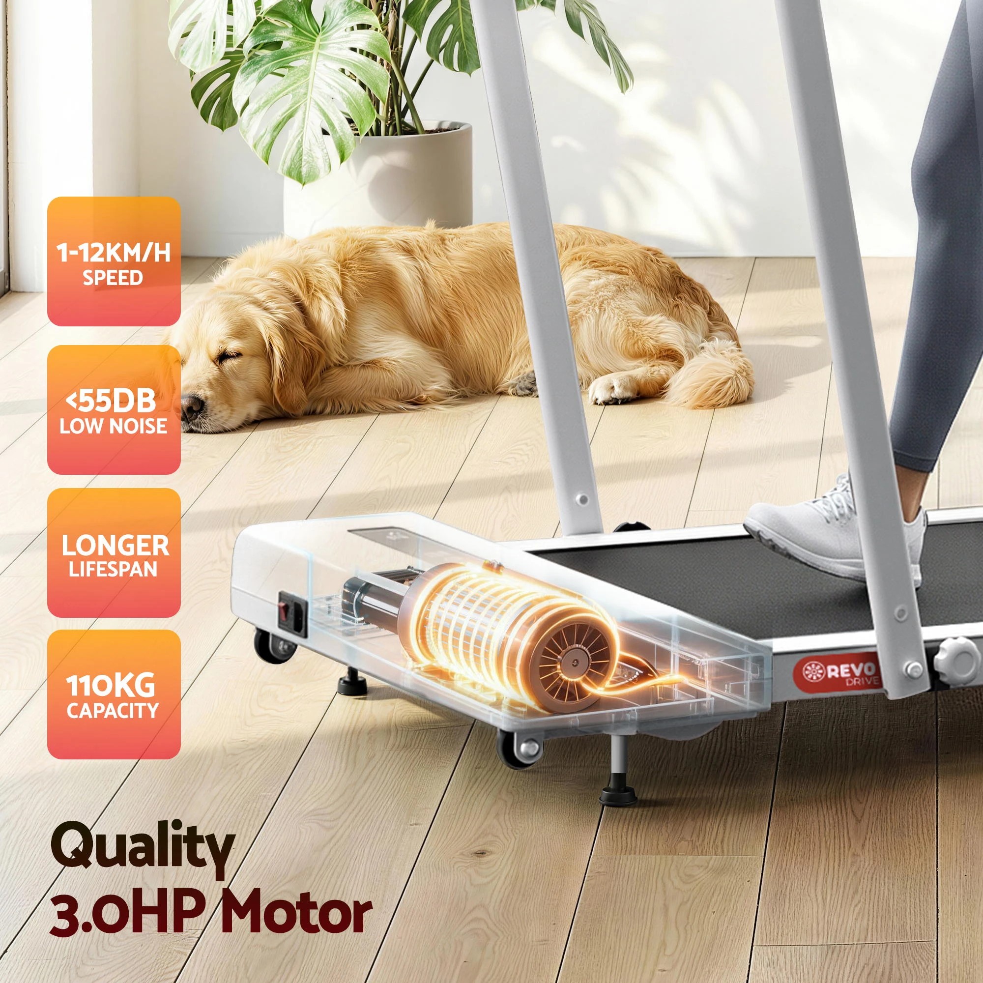 8 Everfit Treadmill Electric Walking Pad Incline Under Desk 380mm - White, 8 of 10