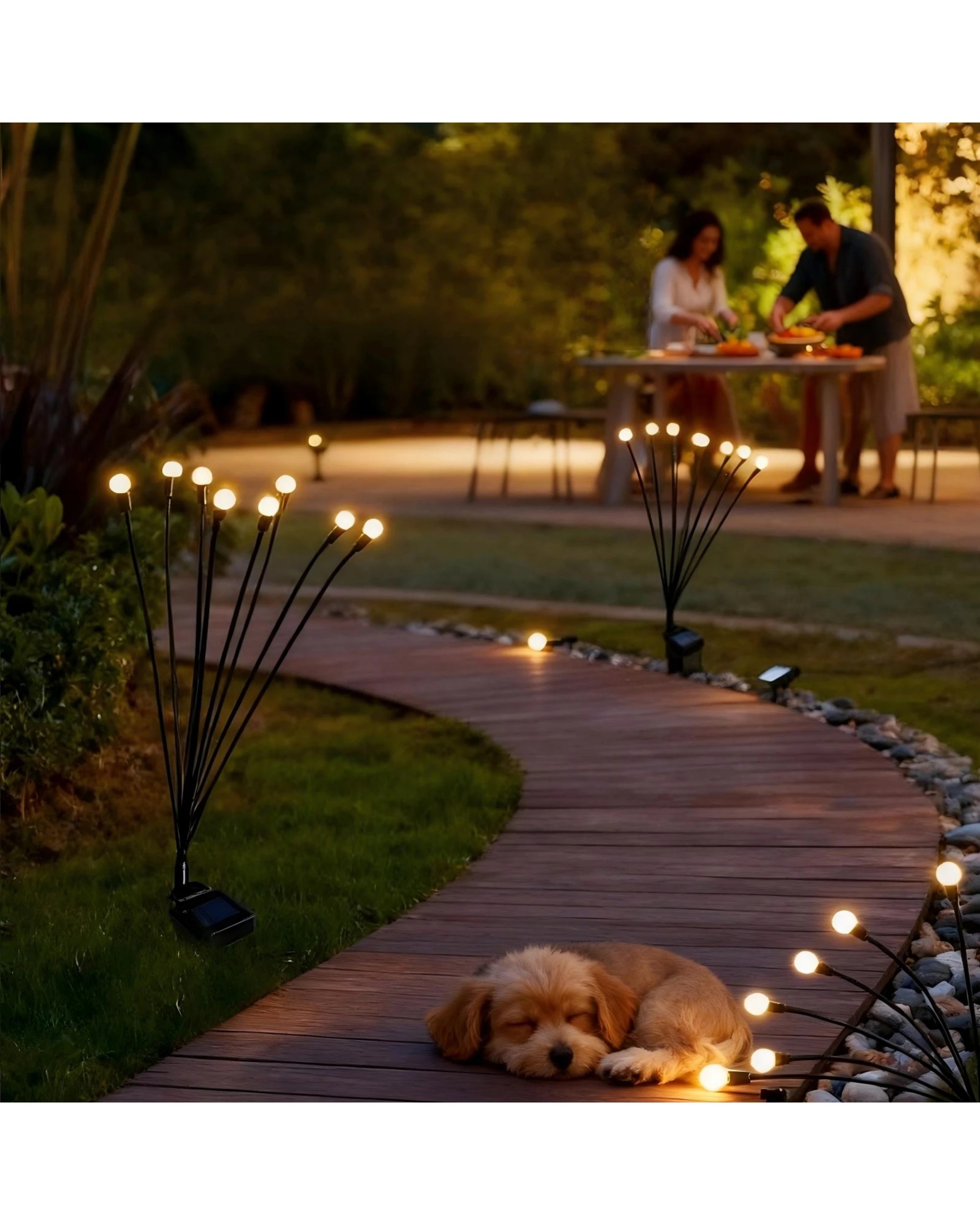 8 Advwin Solar Garden Lights 8 Pack Waterproof IP44 48 Led Warm Light - Black, 8 of 9