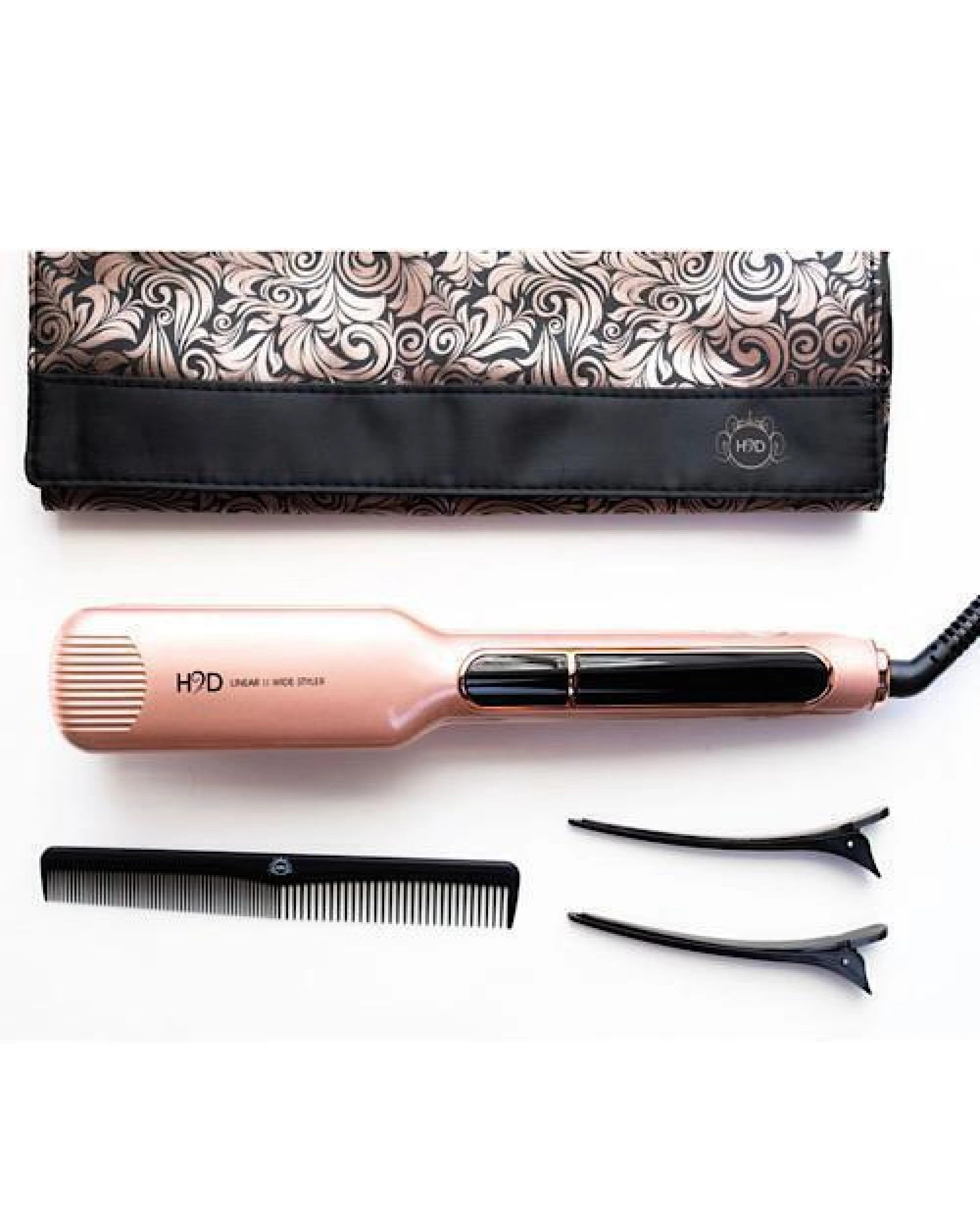 3 H2D Wide Rose Gold Infrared Hair Straightener with Roll Mat Pouch 230ºC 42mm, 3 of 3