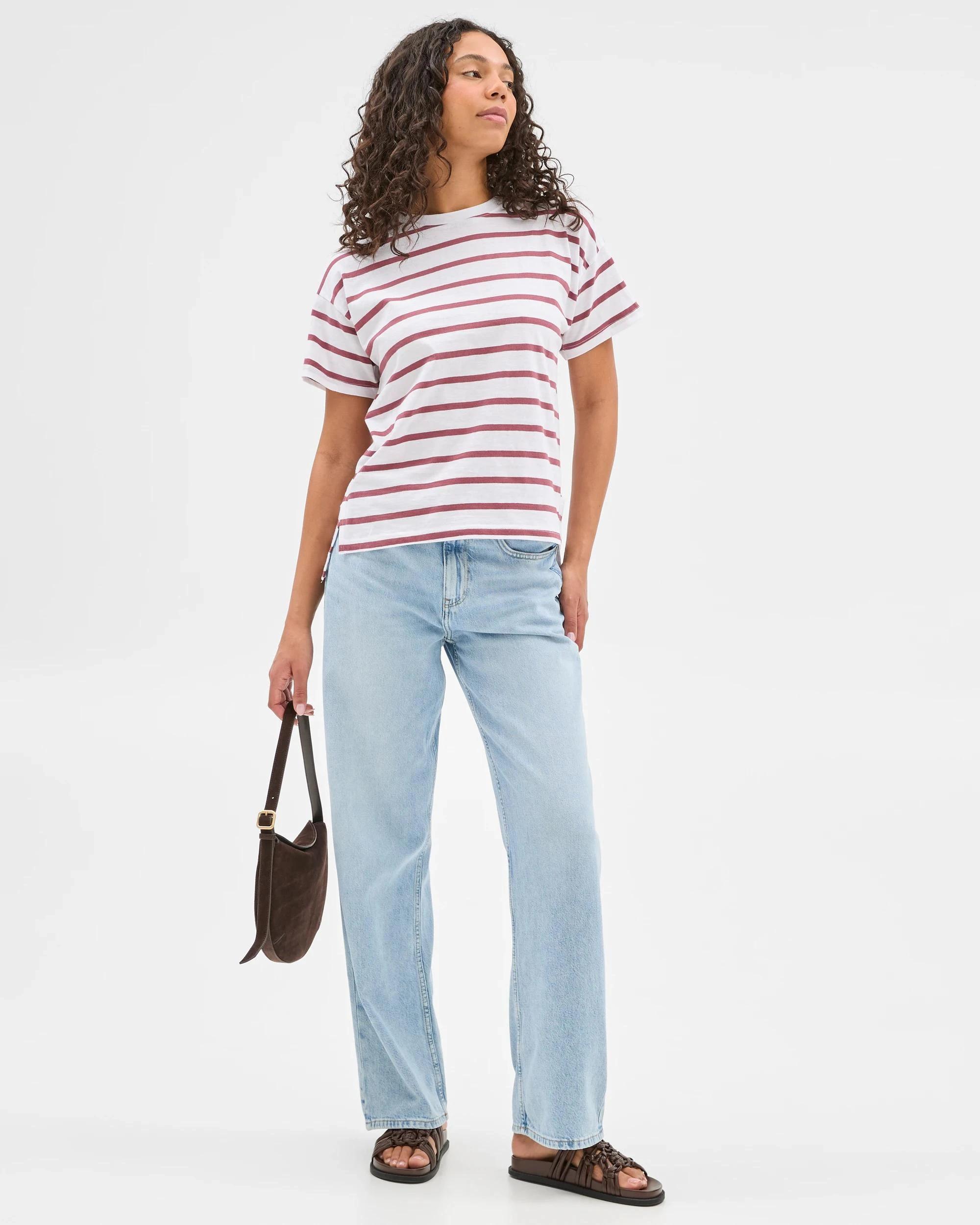 2 Target Australian Cotton Relaxed Slub T-Shirt MULBERRY STRIPE, 2 of 6