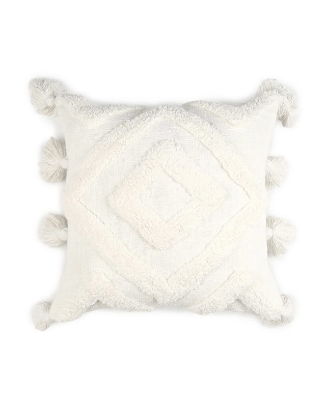 43cm Tufted Tassel Cushion - W