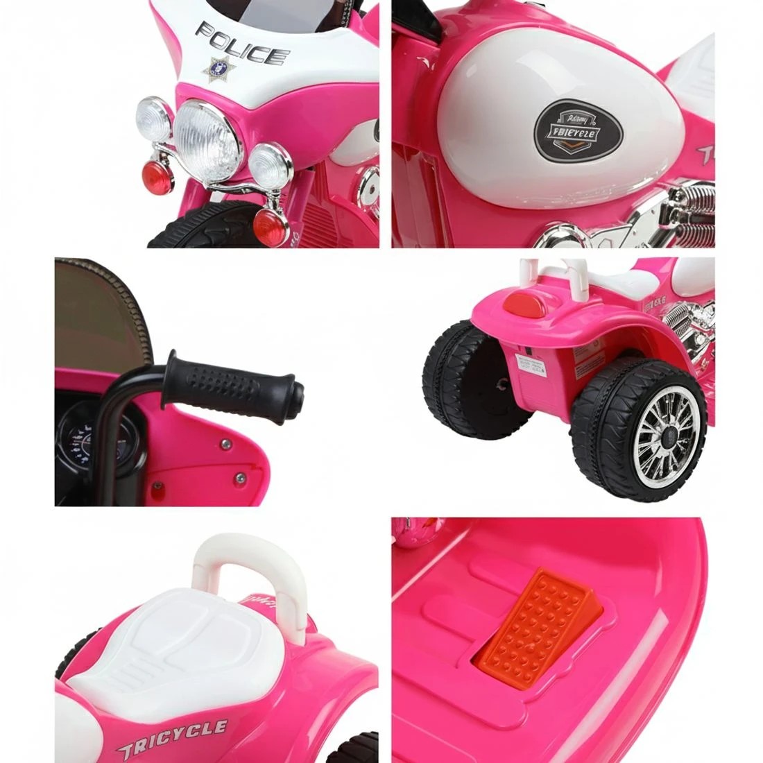 5 Rigo Kids Electric Ride On Patrol Police Car 6V - Pink, 5 of 5