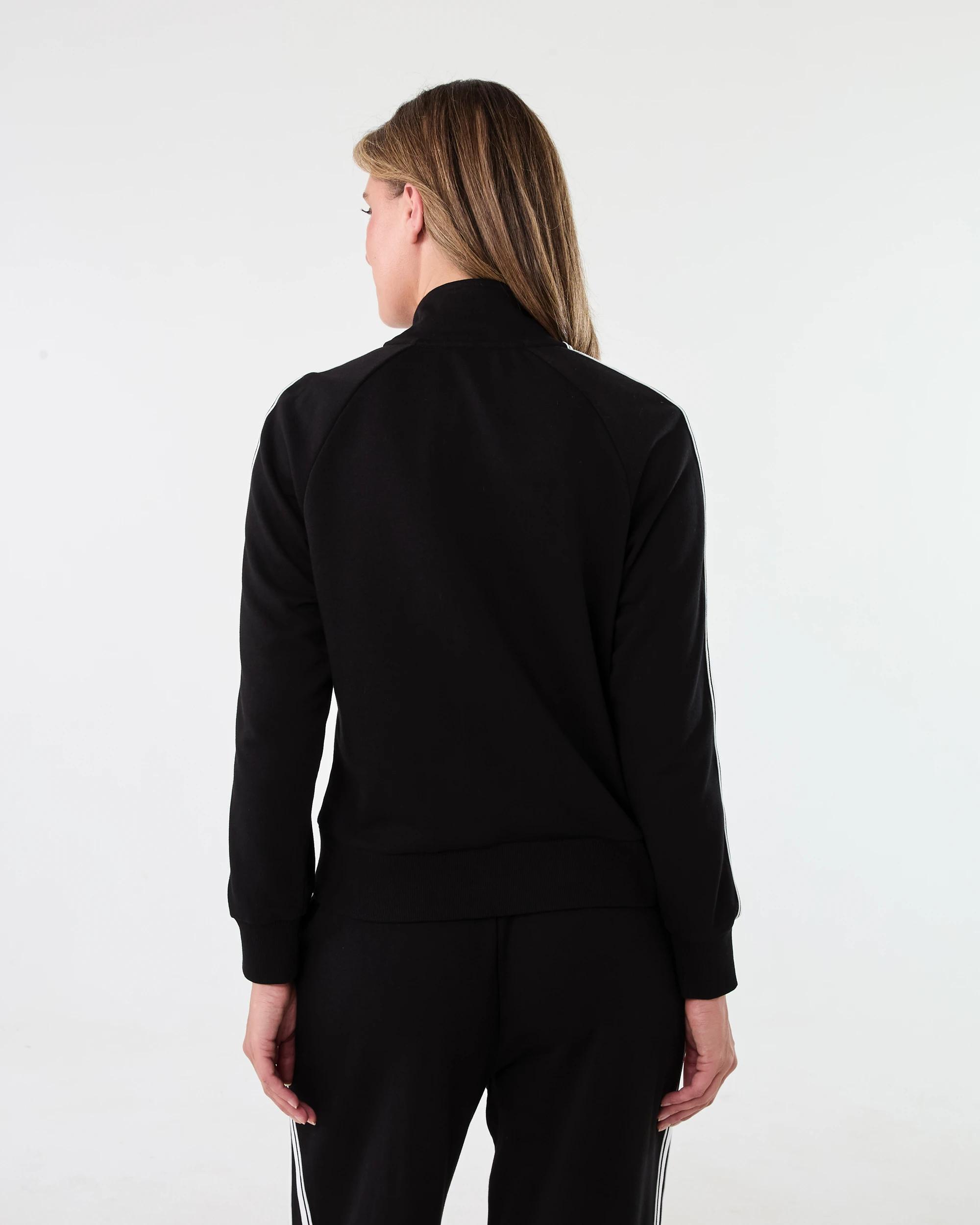 3 Zip Through Stripe Sleeve Sweatshirt Black, 3 of 8